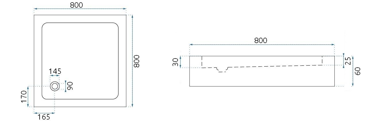 Cada pentru dus din acril Rea Savoy alb 80x80  4