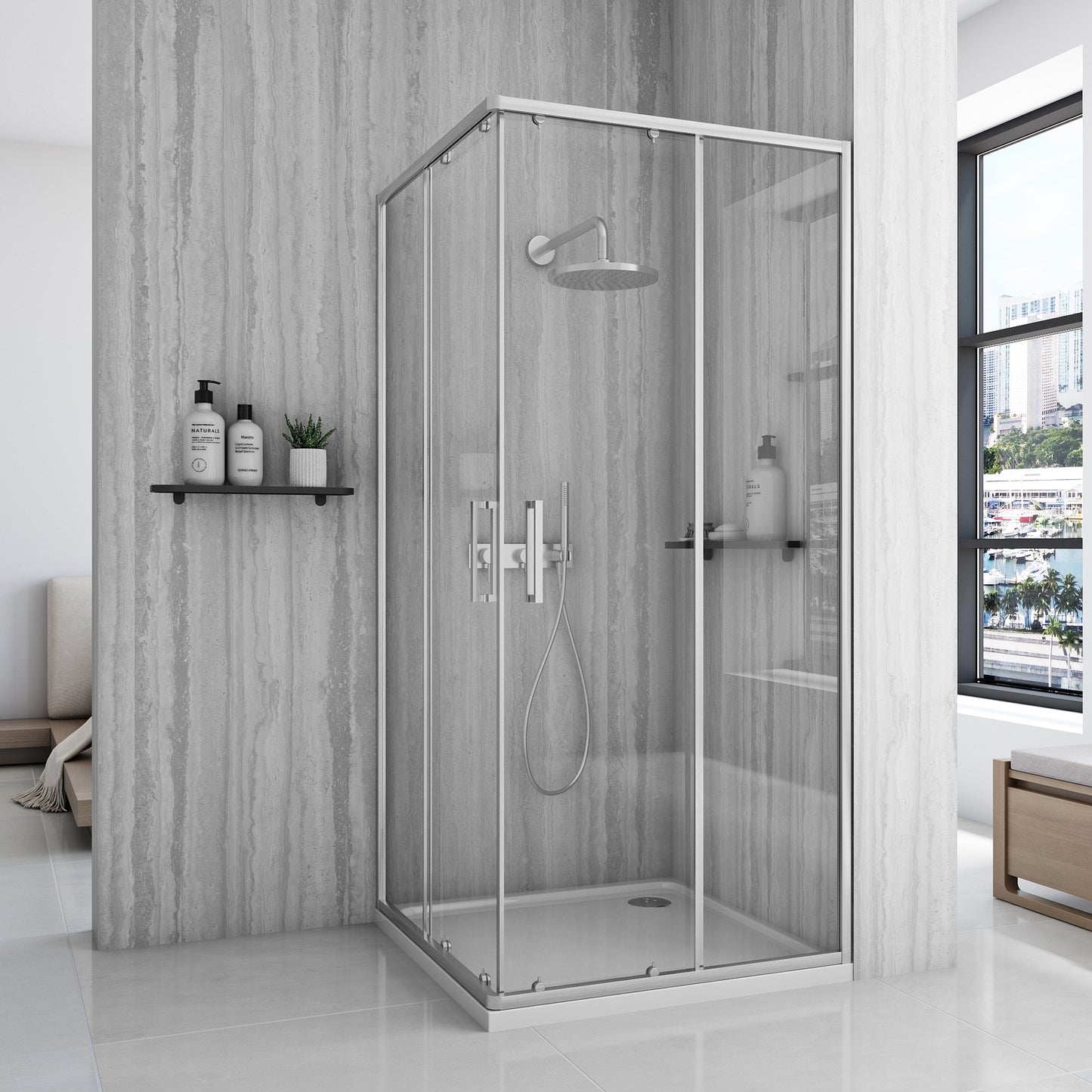 Cabină De Duș Rea City 90x90 Cm Nickel Brush fara cadita 2