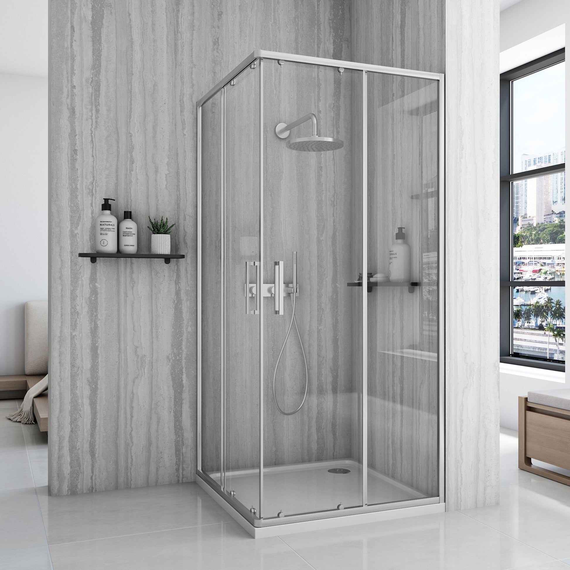 Cabină De Duș Rea City 90x90 Cm Nickel Brush fara cadita 2