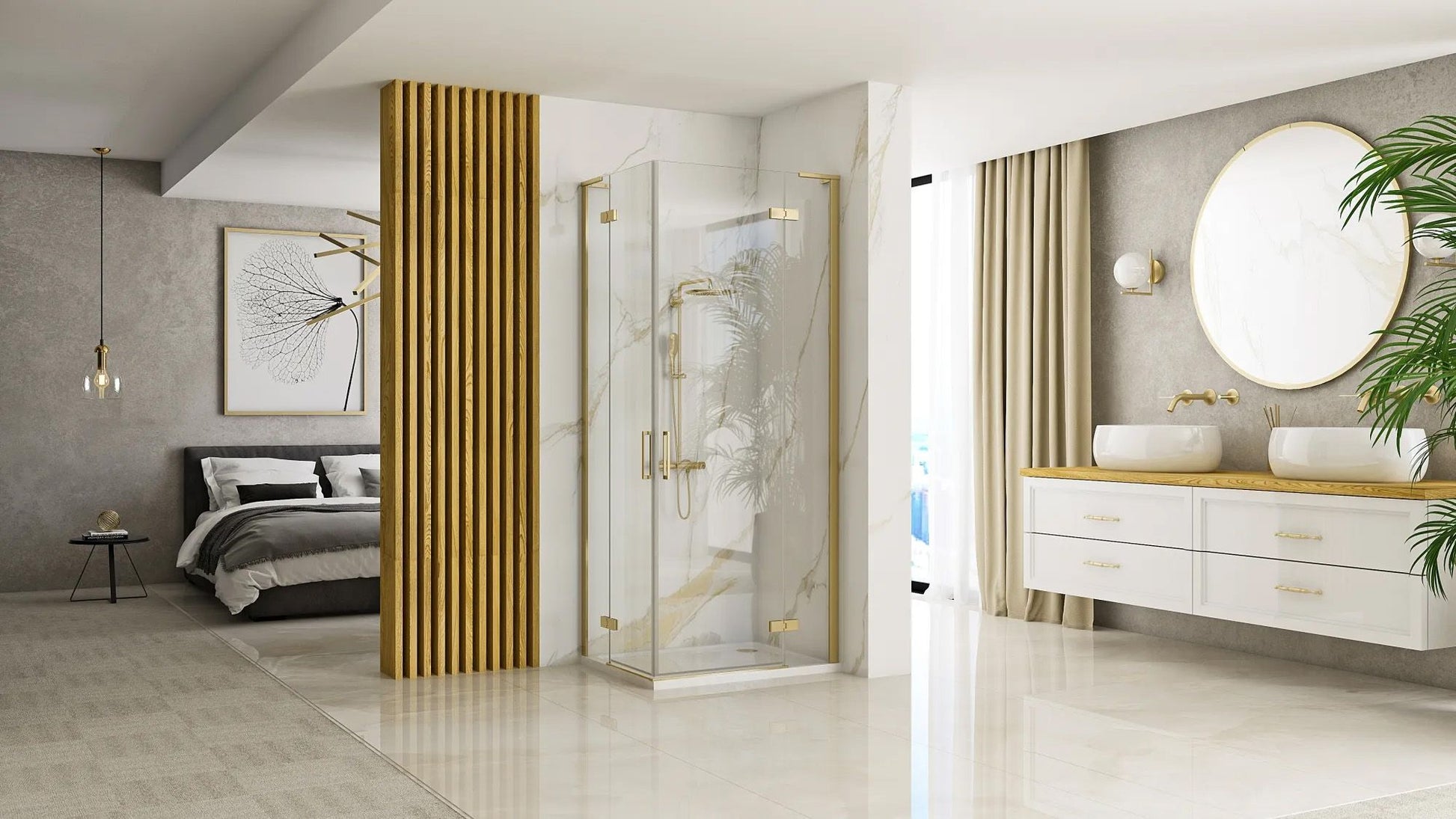 Cabina dus REA Hugo Gold Brush 80x100  2