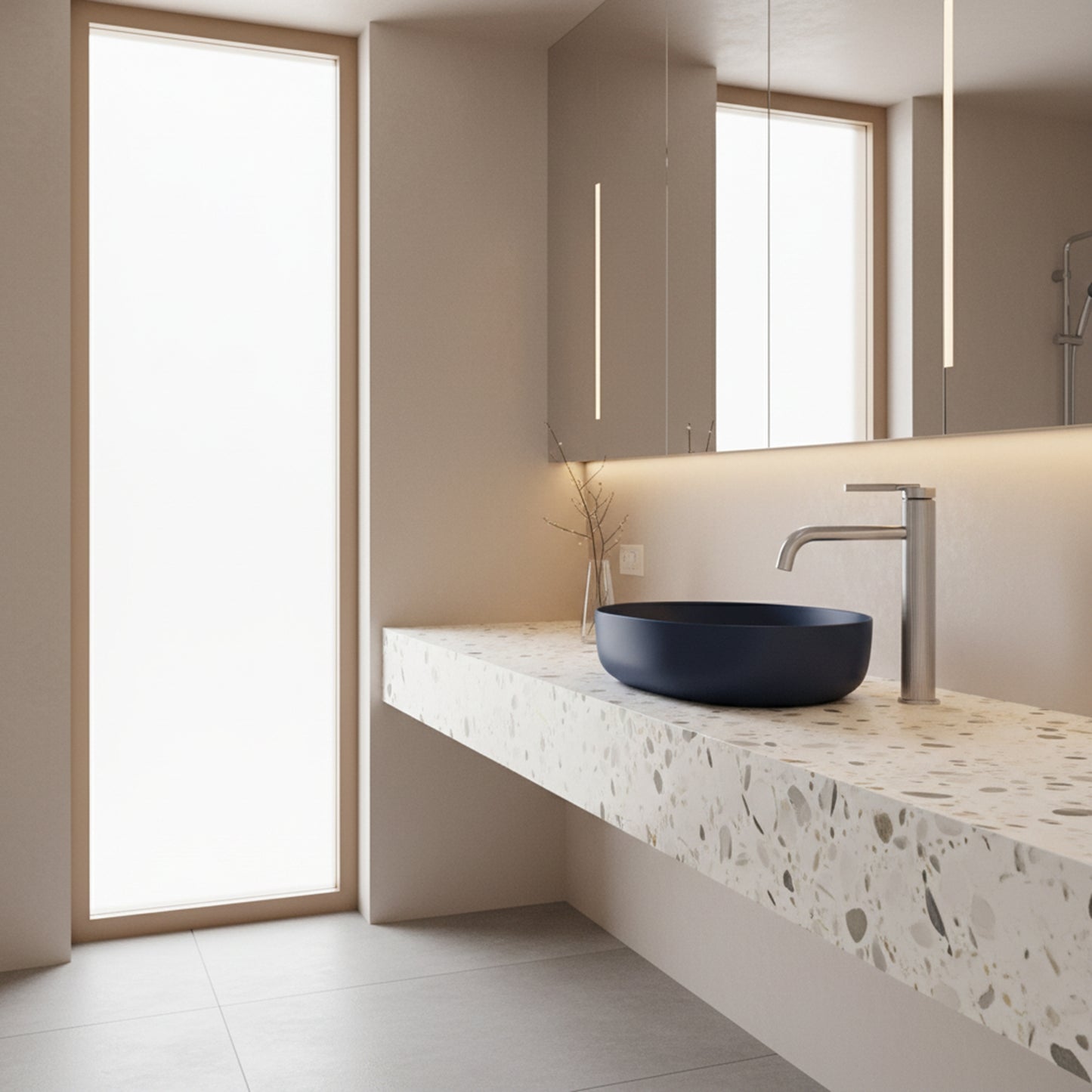 Baterie Pentru Baie Rea Argon Brush Nickel High  2