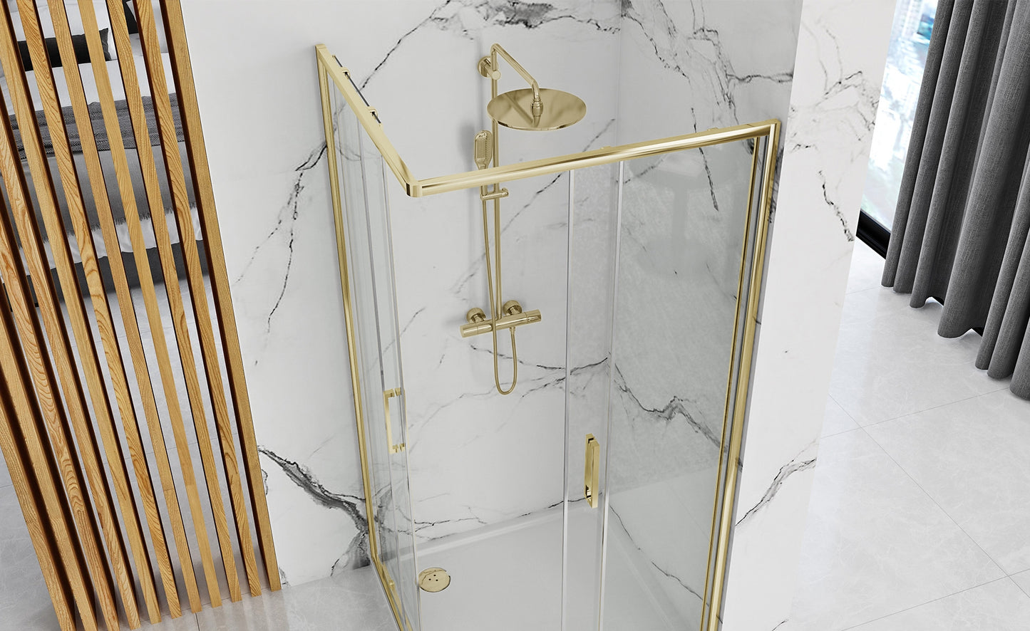 Cabină De Duș Rea Punto 80x100 Cm Gold cu cadita Savoy 7