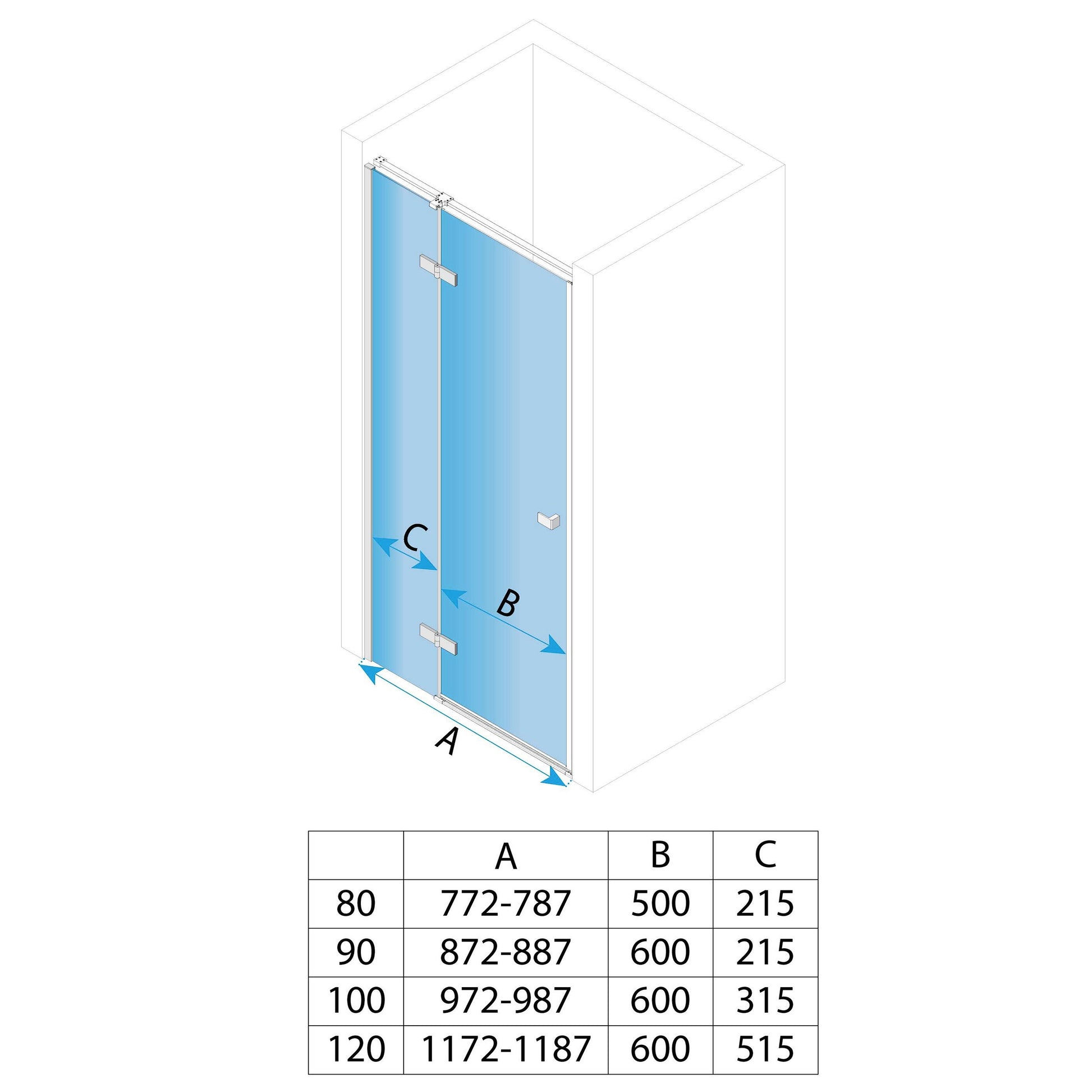 Paravan de dus Rea Atlas 80 Chrome stanga 4