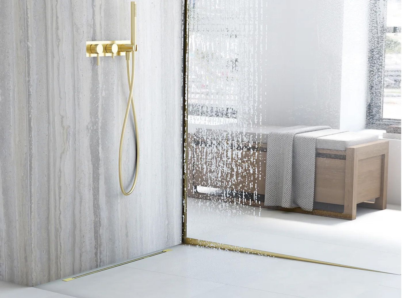 Profil de panta cadita de dus 100cm Brush Gold dreapta 2