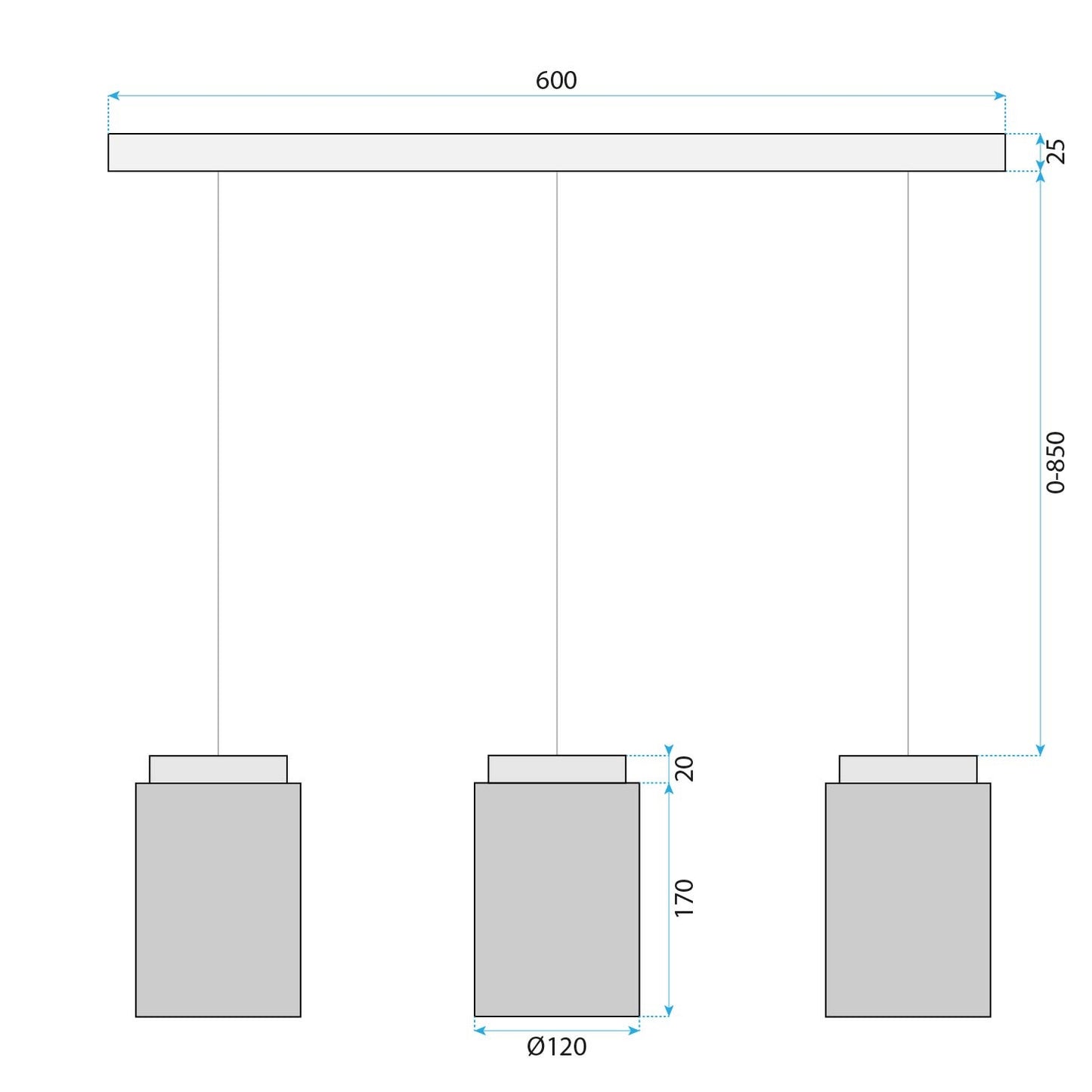 Lampă Suspendată APP1812-3CP Frosted Grey  7