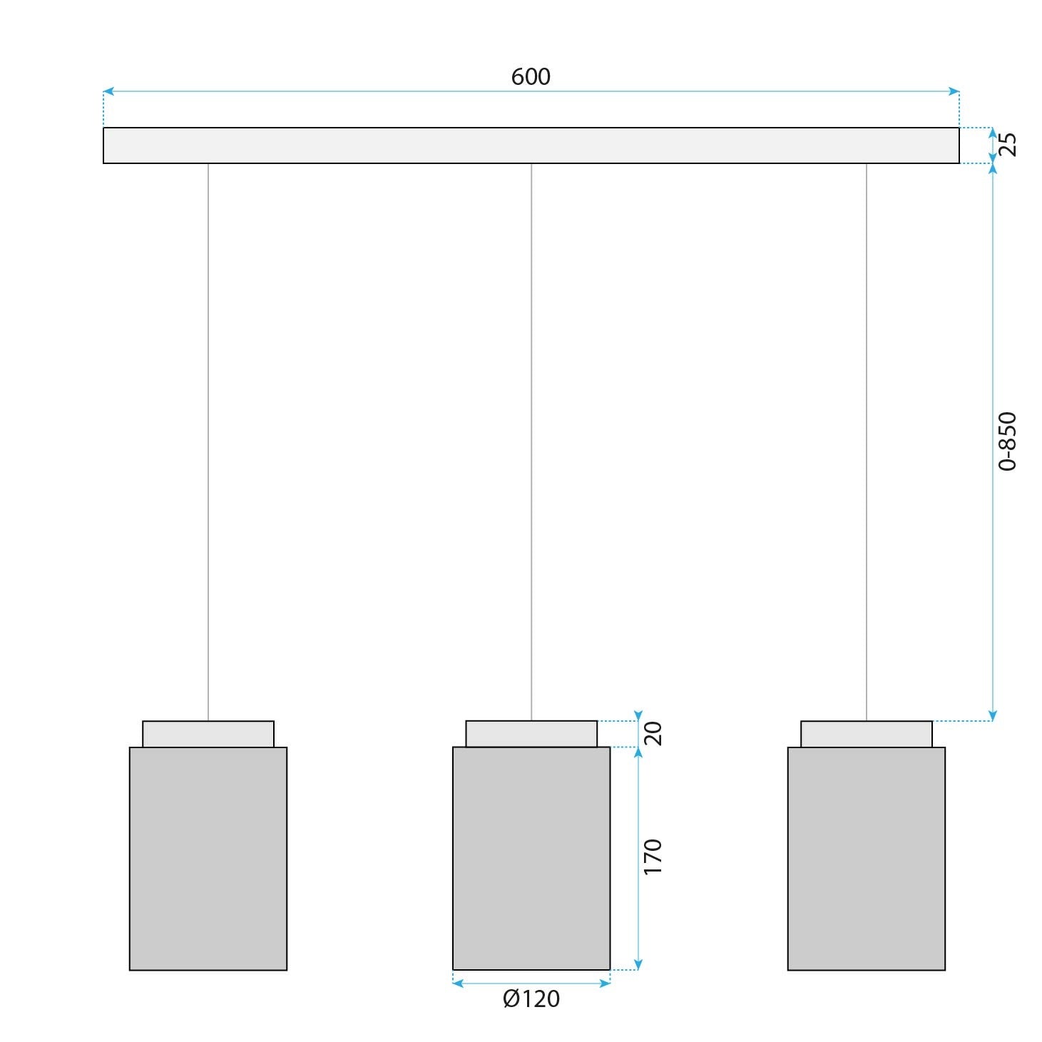 Lampă Suspendată APP1812-3CP Frosted Grey  7