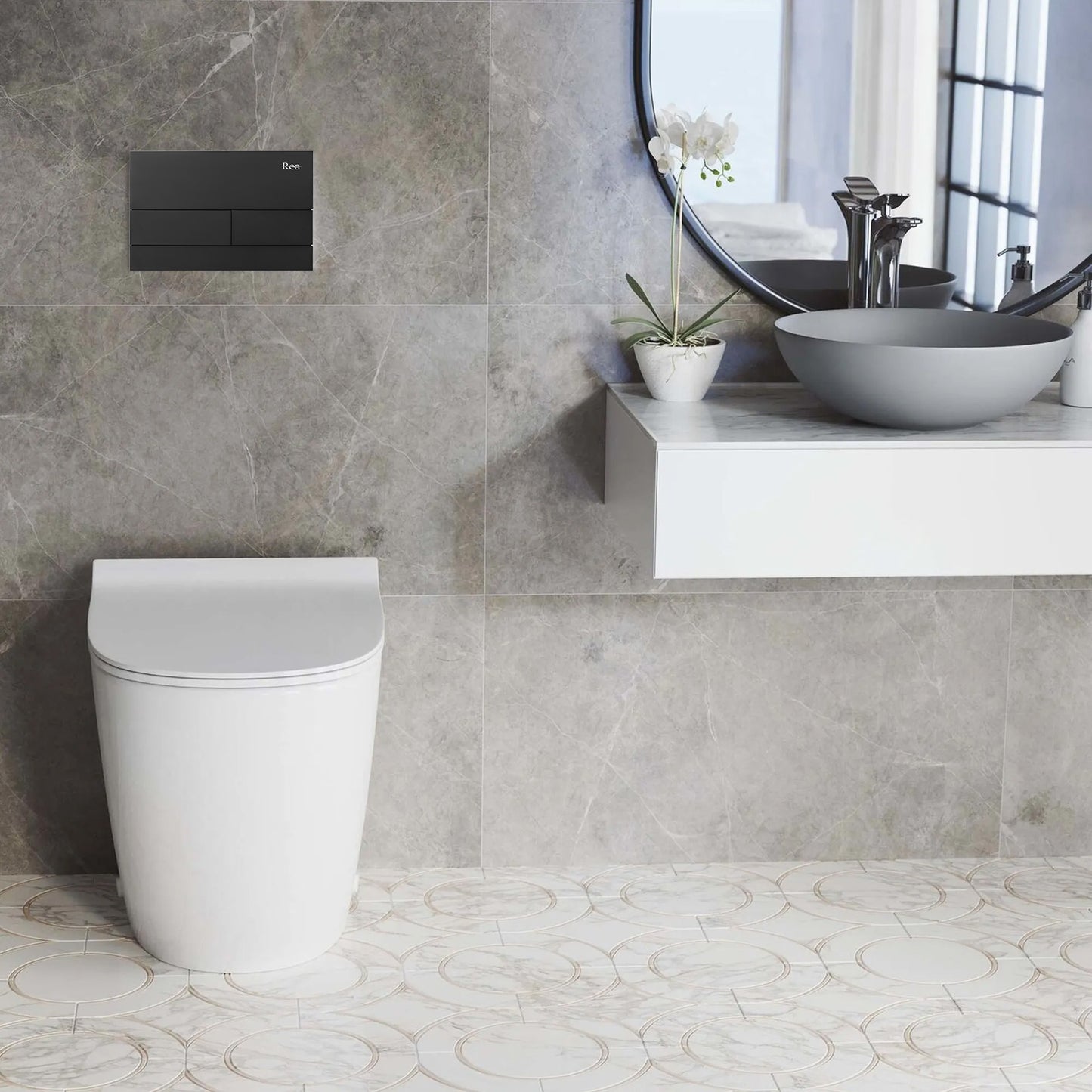 Cadru Wc Încastrat K011a-q Rea Cu Buton T Black  2