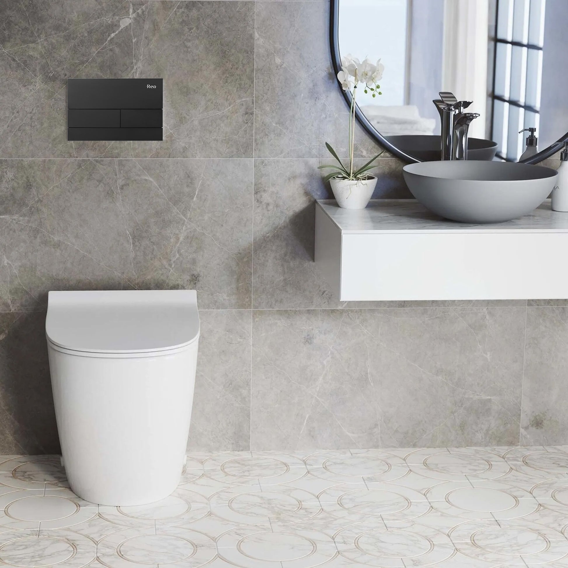 Cadru Wc Încastrat K011a-q Rea Cu Buton T Black  2