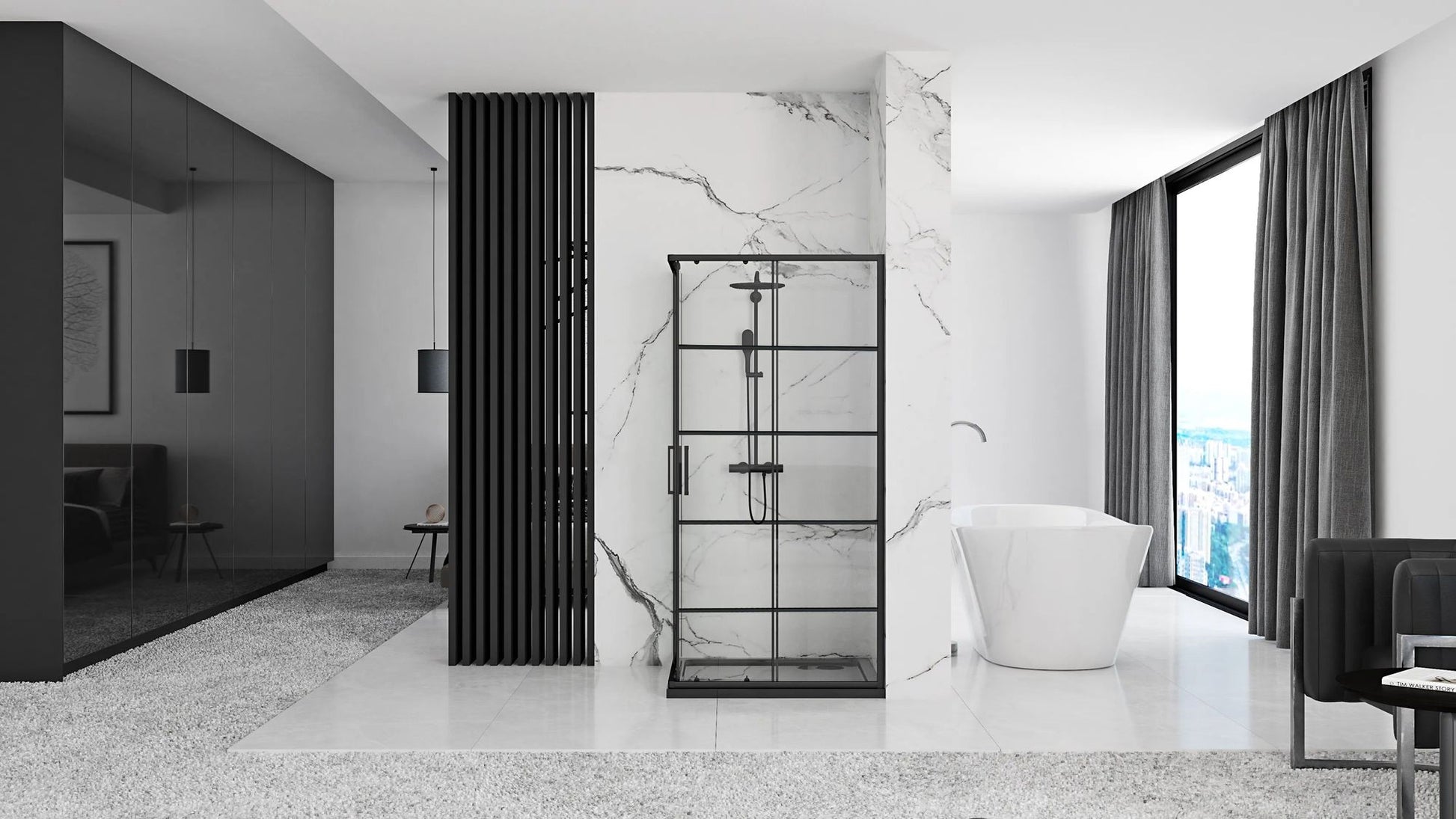 Cabina de dus Rea Concept Black 80x100 fara cadita 4