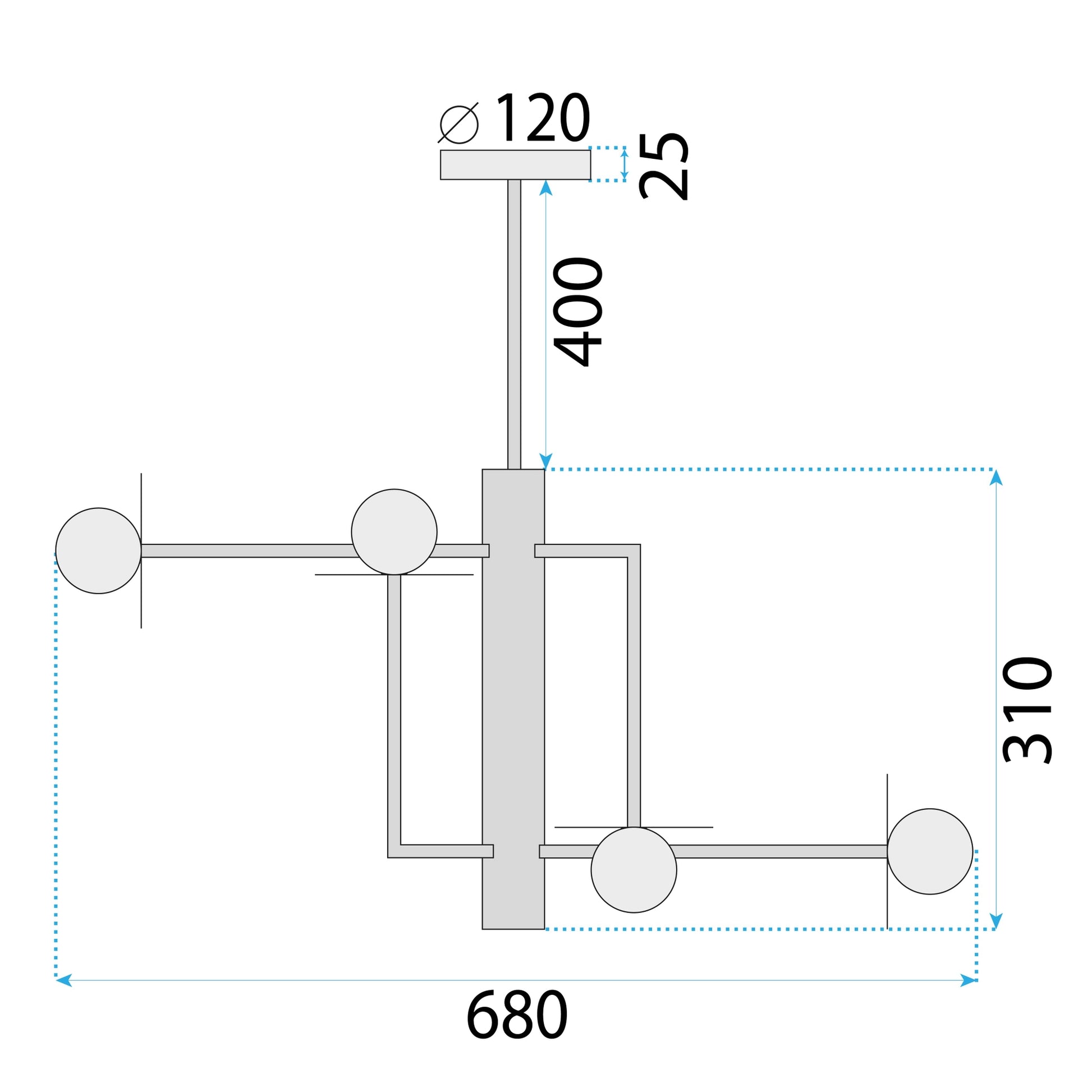 Lampa APP1668-6CP Black  6