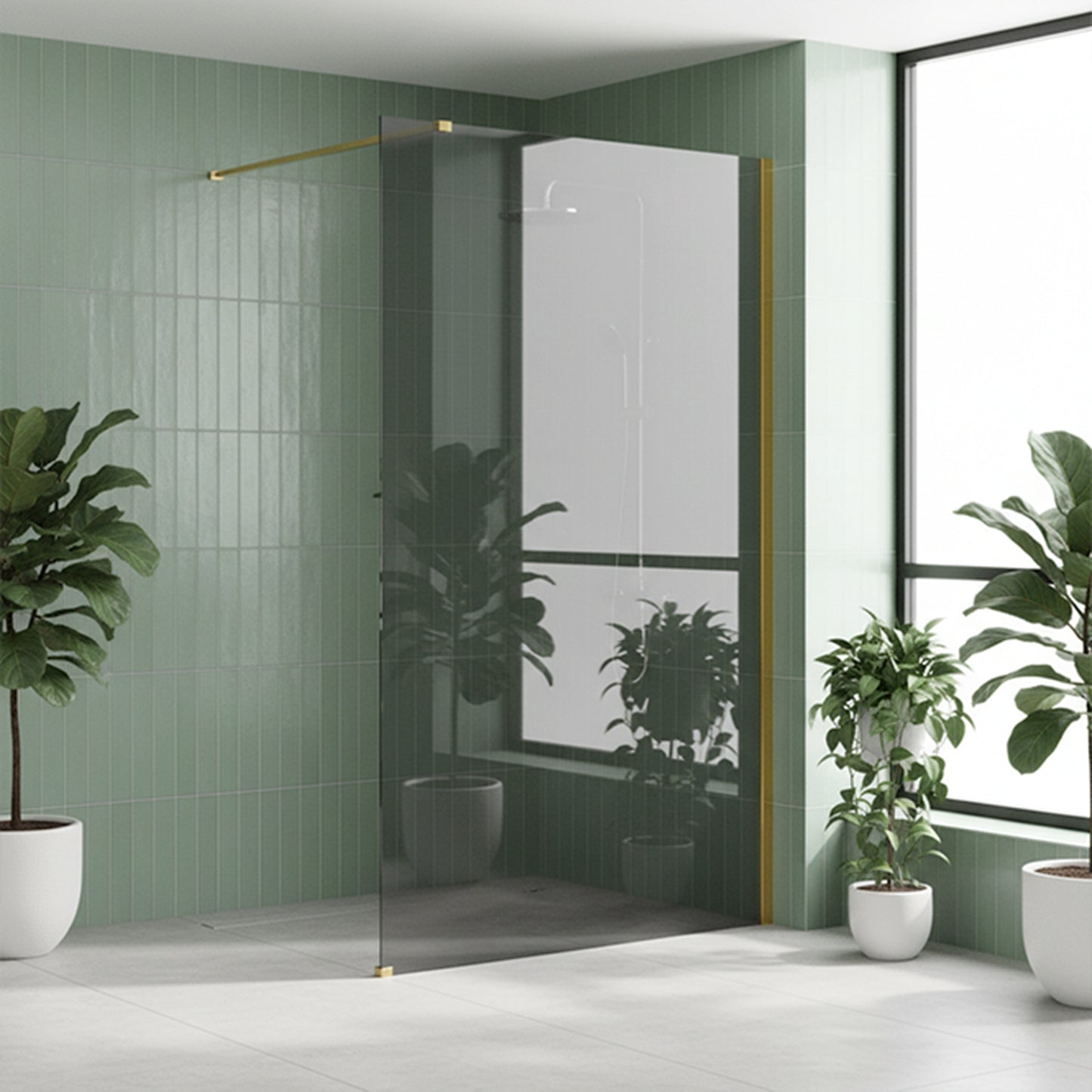 Paravan de dus Rea Flexi Grey / Gold 90  2