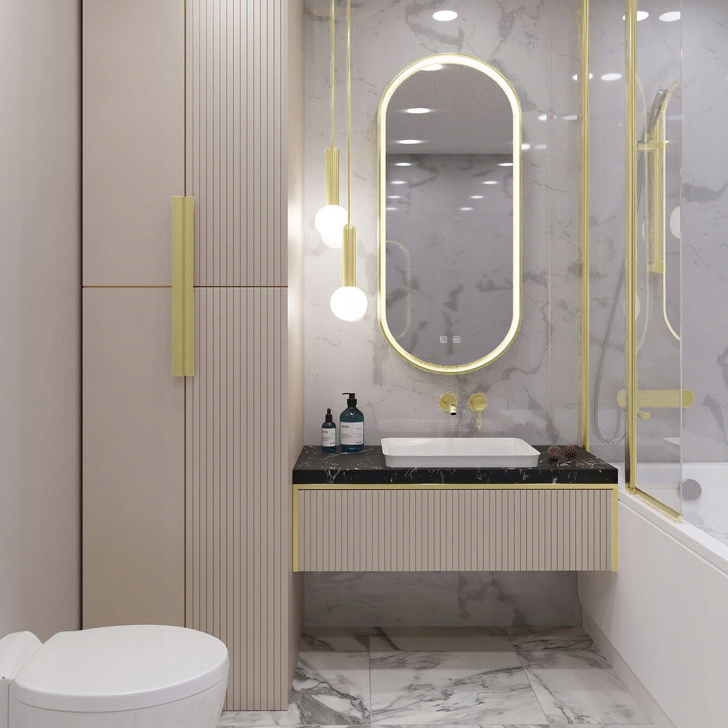 Oglindă LED OVL 50x100cm Gold  2