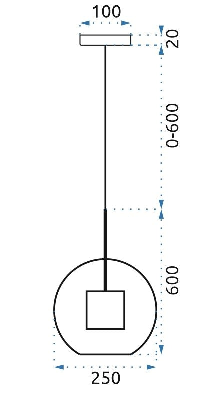 Lampă Suspendată Din Sticlă Loft Neagra APP558-1CP 25cm  7