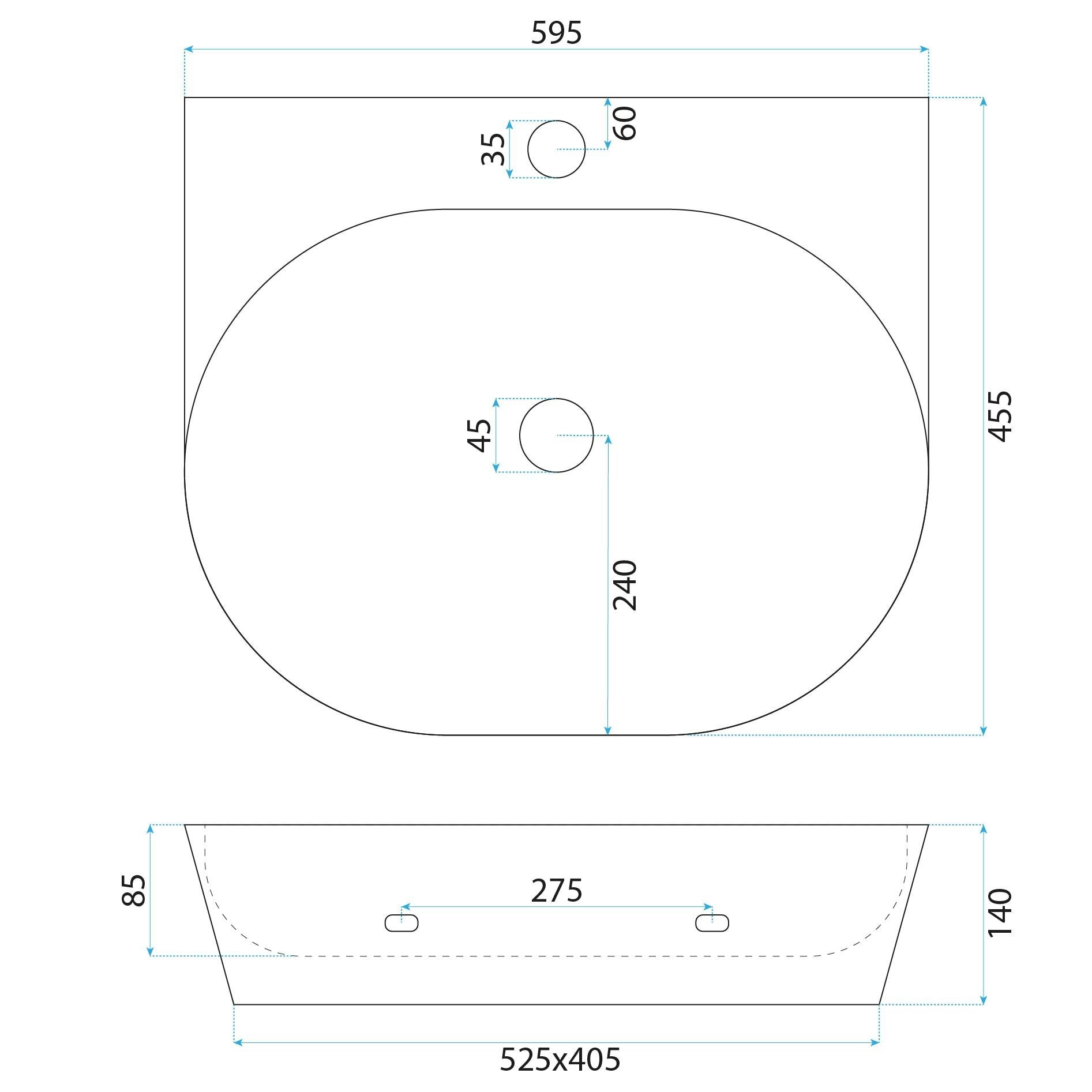 Lavoar Ceramic Pentru Blat Rea Kim 60  6