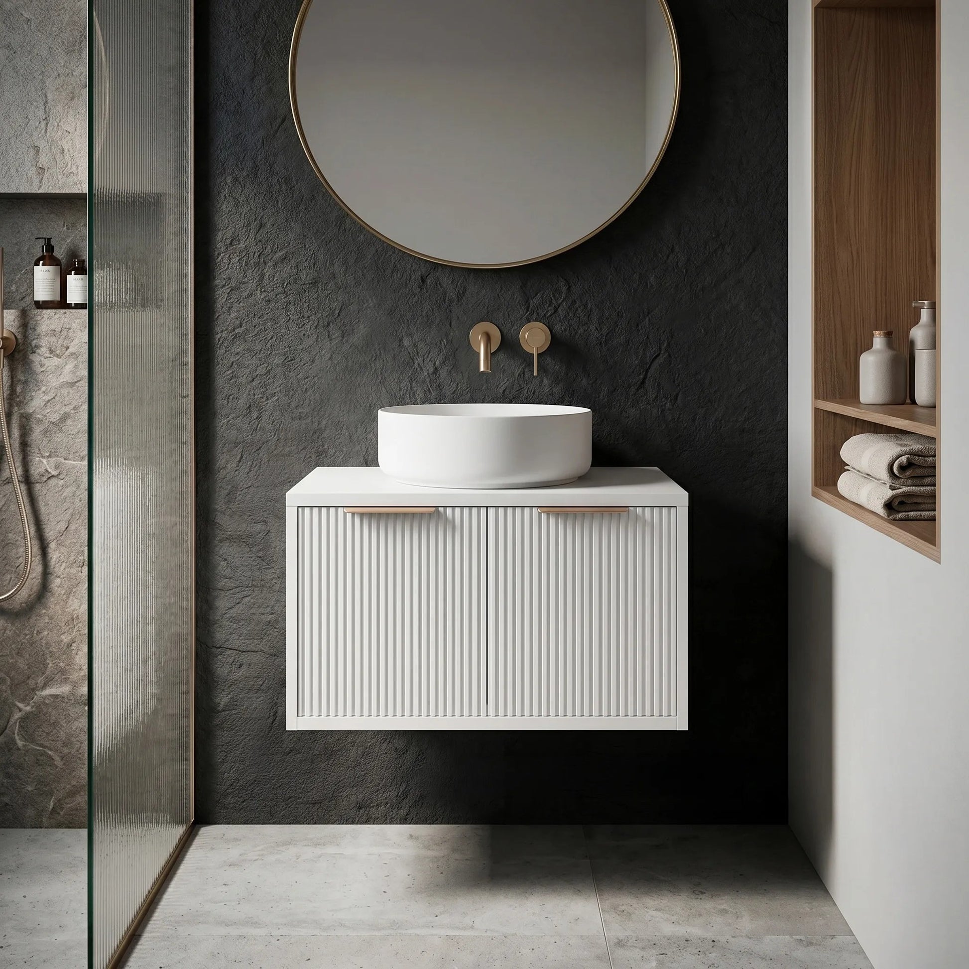 Dulap baie pentru lavoar Rea Core 60cm White  3