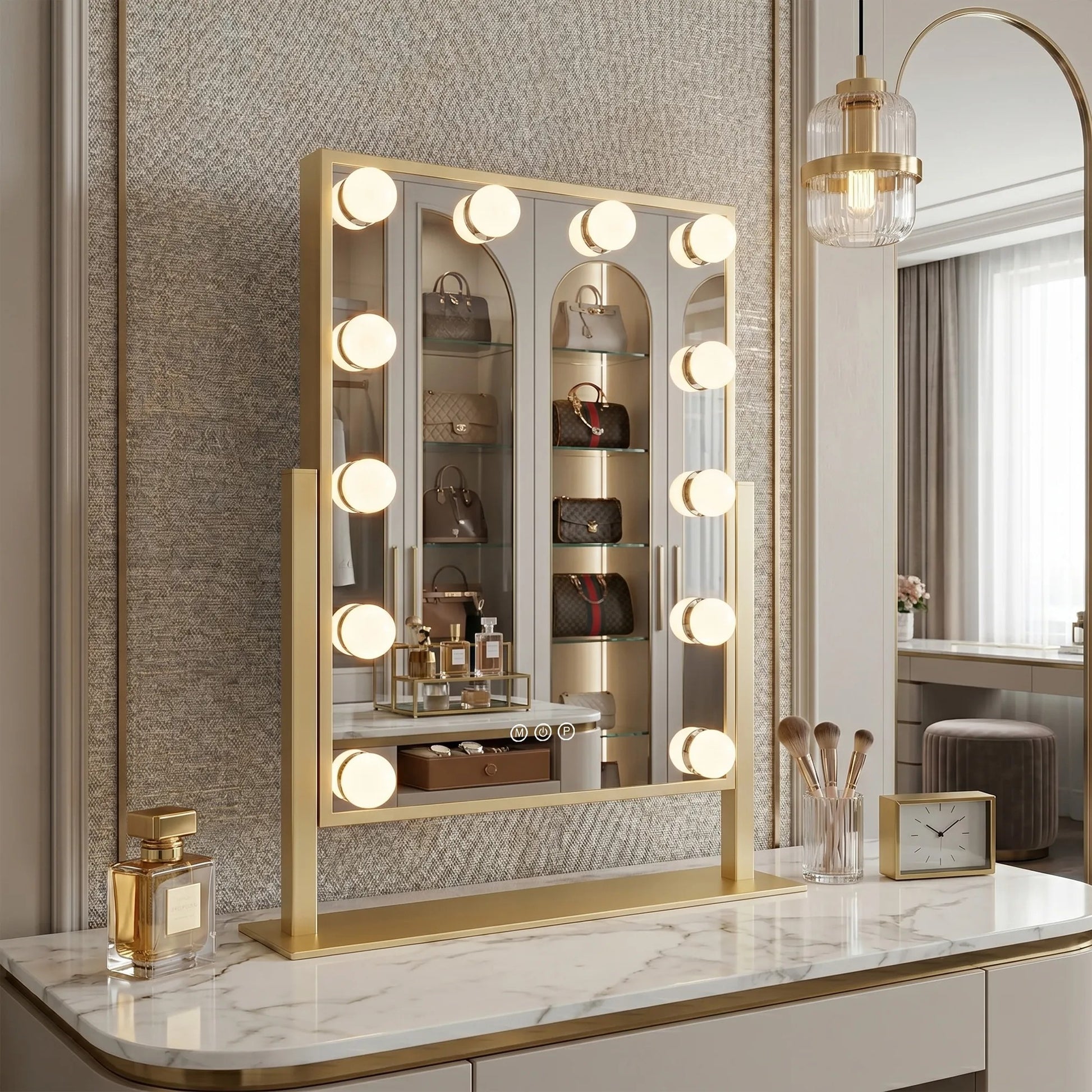 Oglindă LED HOLLYWOOD L.Gold 30x40  3