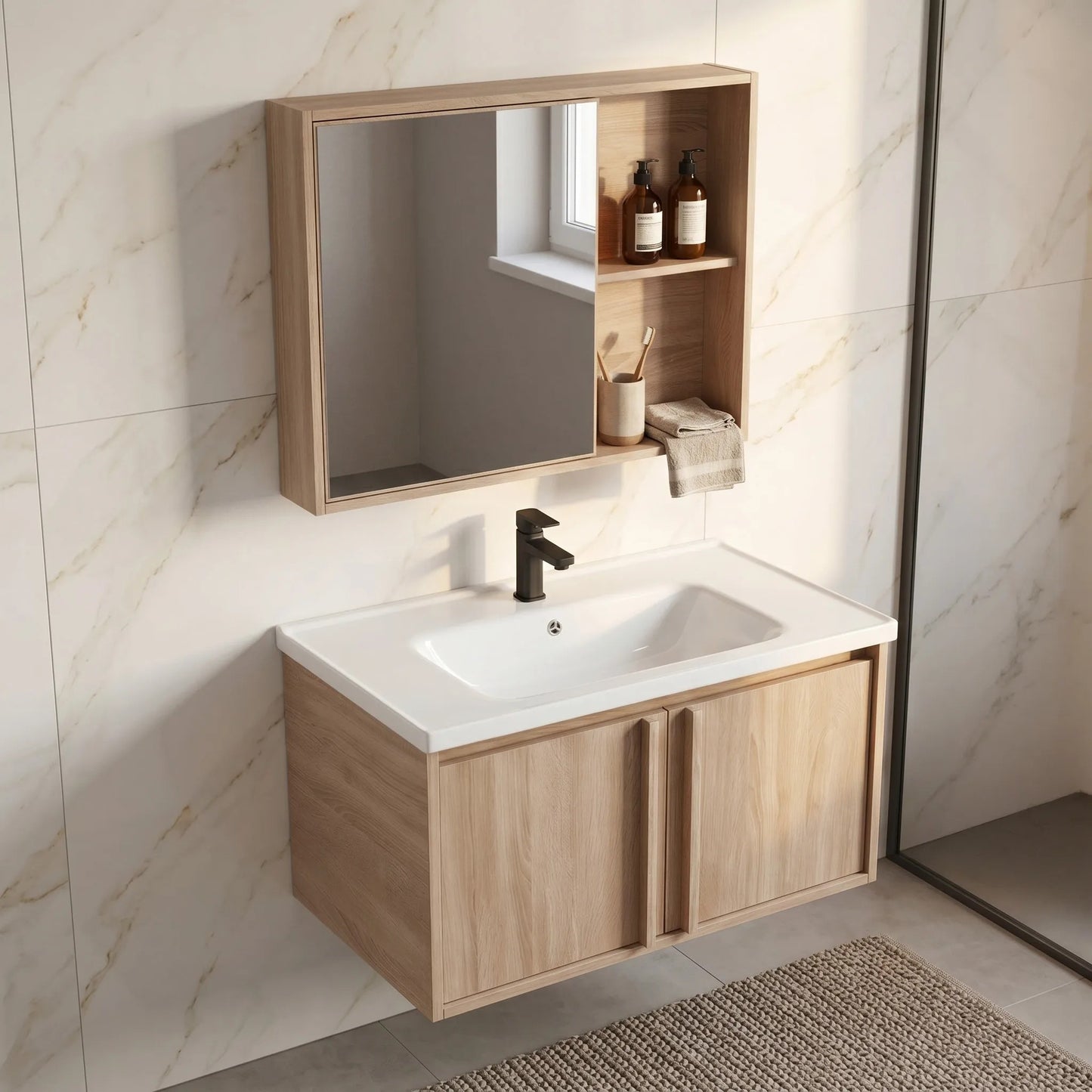 Set mobilier de baie cu lavoar Gama T25023 BXM 80CM  3