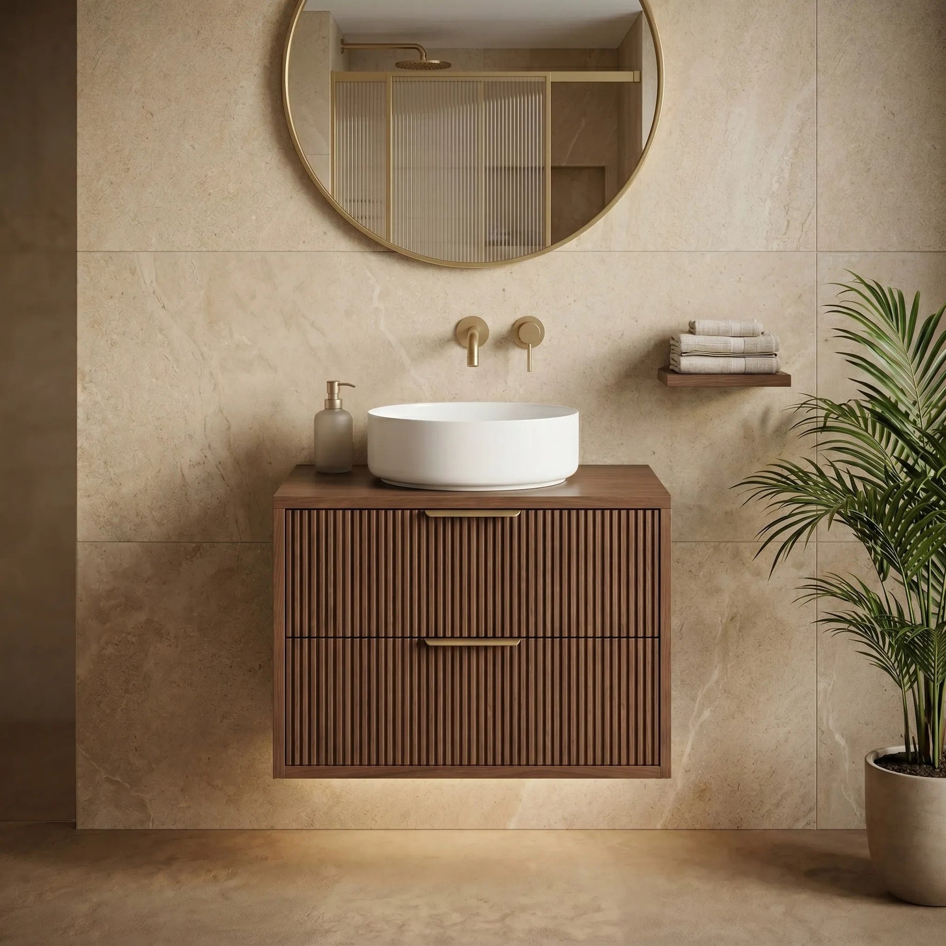 Dulap baie pentru lavoar Rea Mono 60cm Brown  3