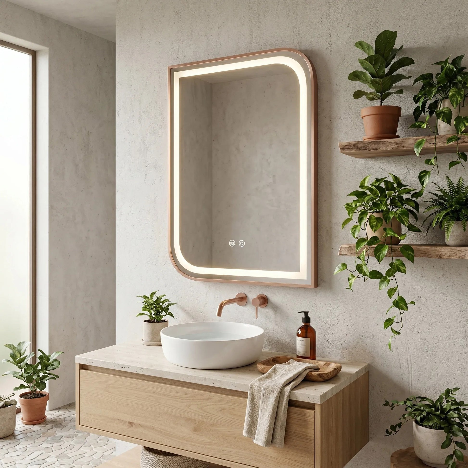 Oglindă LED ZONE 70x50 BRUSH  ROSE GOLD  3