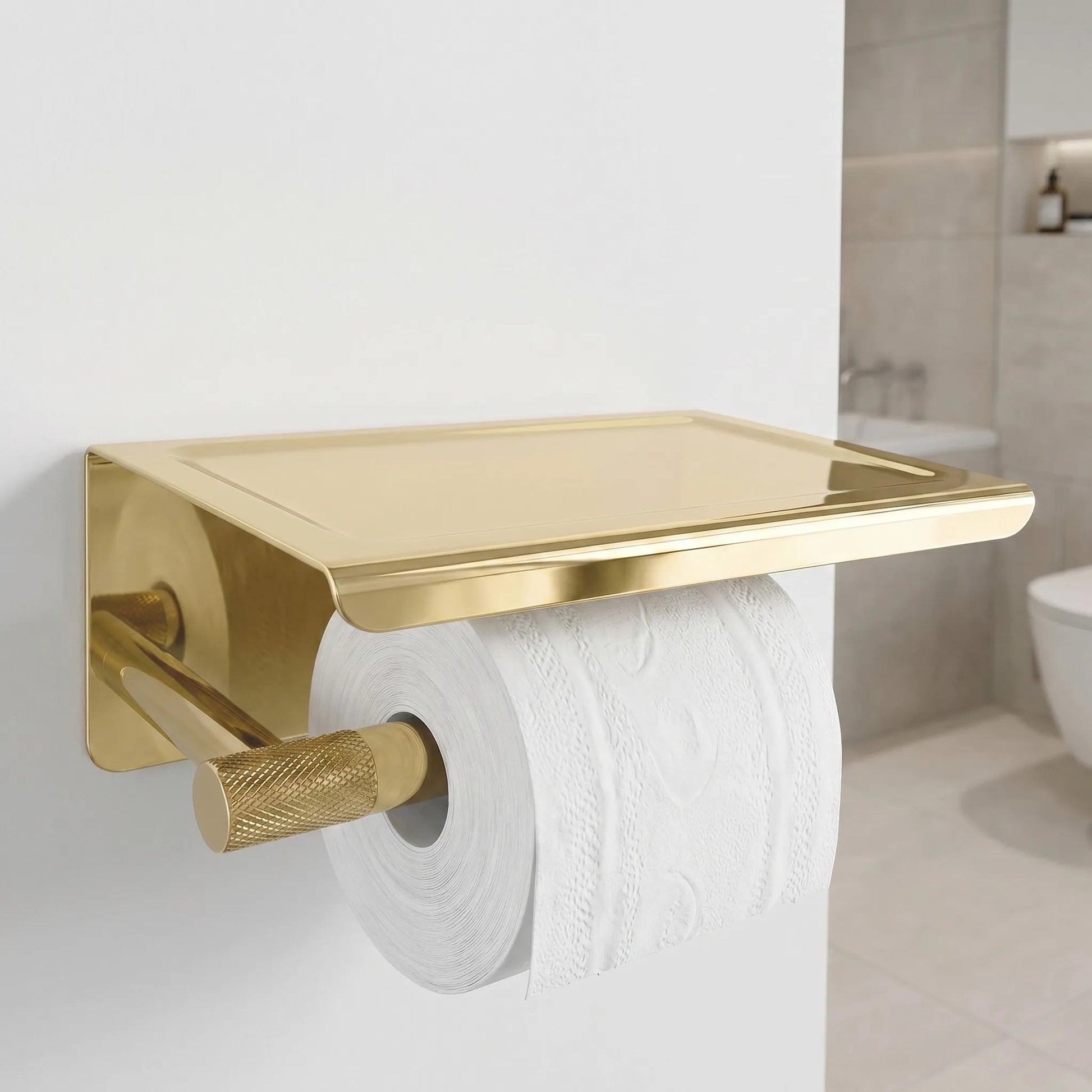 Suport pentru hârtie igienică cu poliță 6613 Modern Gold  3