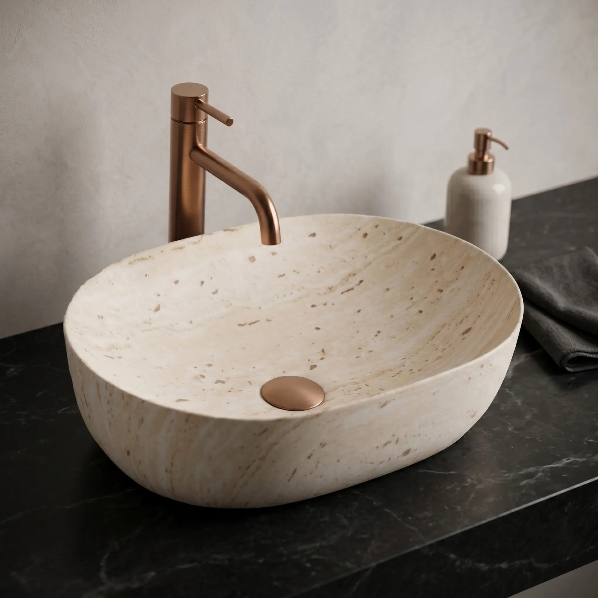 Lavoar pentru blat Rea Amelia Travertine Classic 48  3