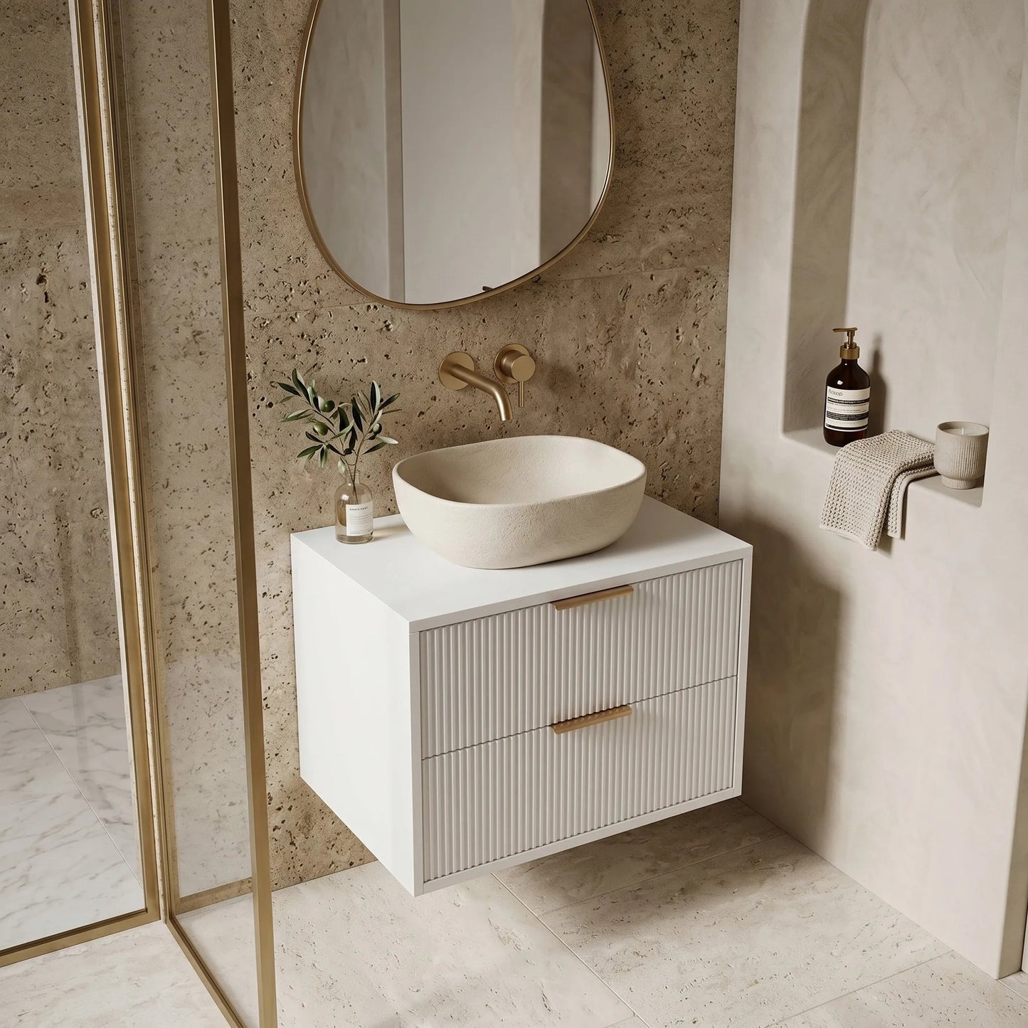 Dulap baie pentru lavoar Rea Mono 60cm White  3