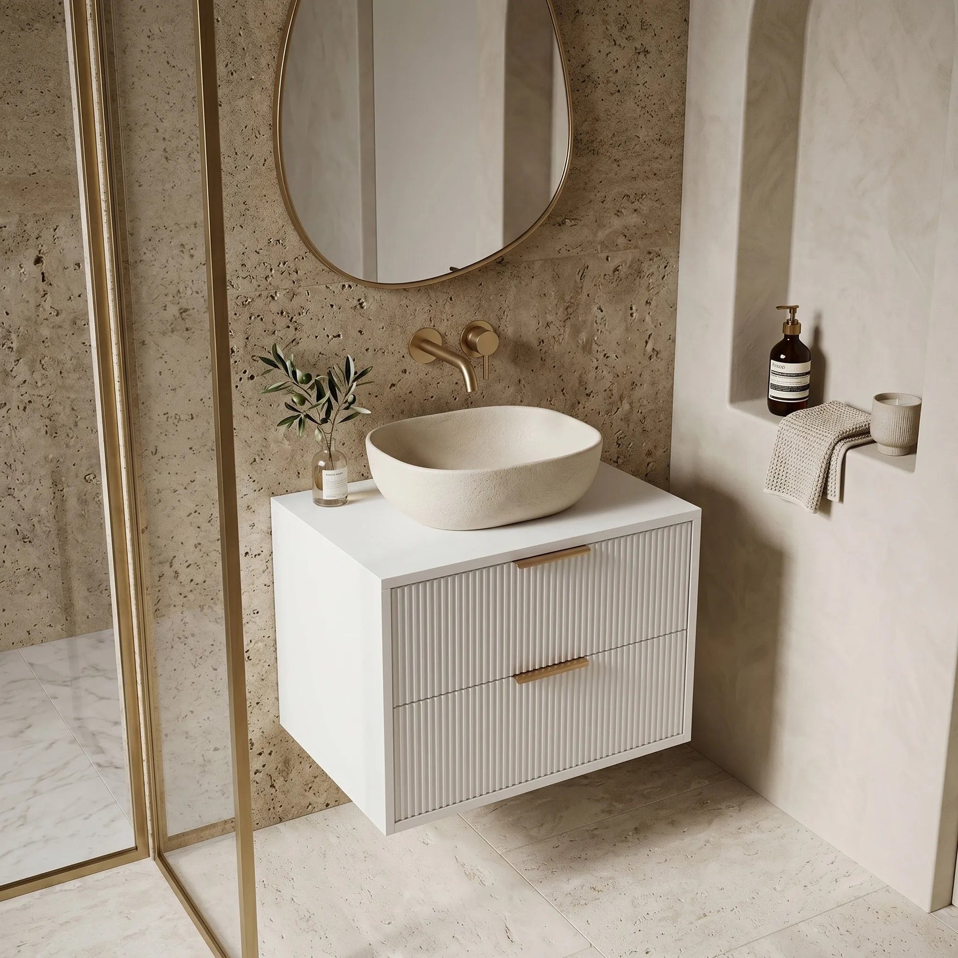 Dulap baie pentru lavoar Rea Mono 60cm White  3