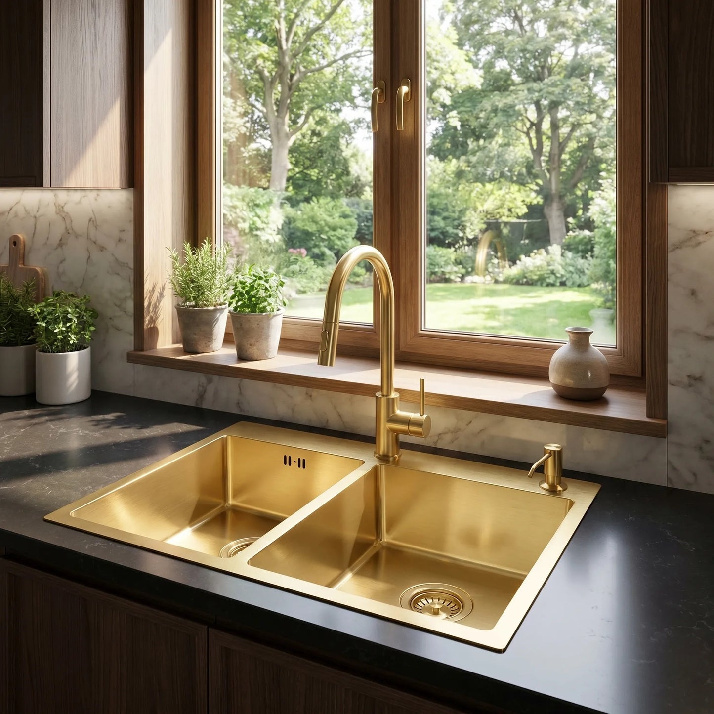 Chiuvetă inox Toby BRUSH GOLD fără robinet de bucătărie 3