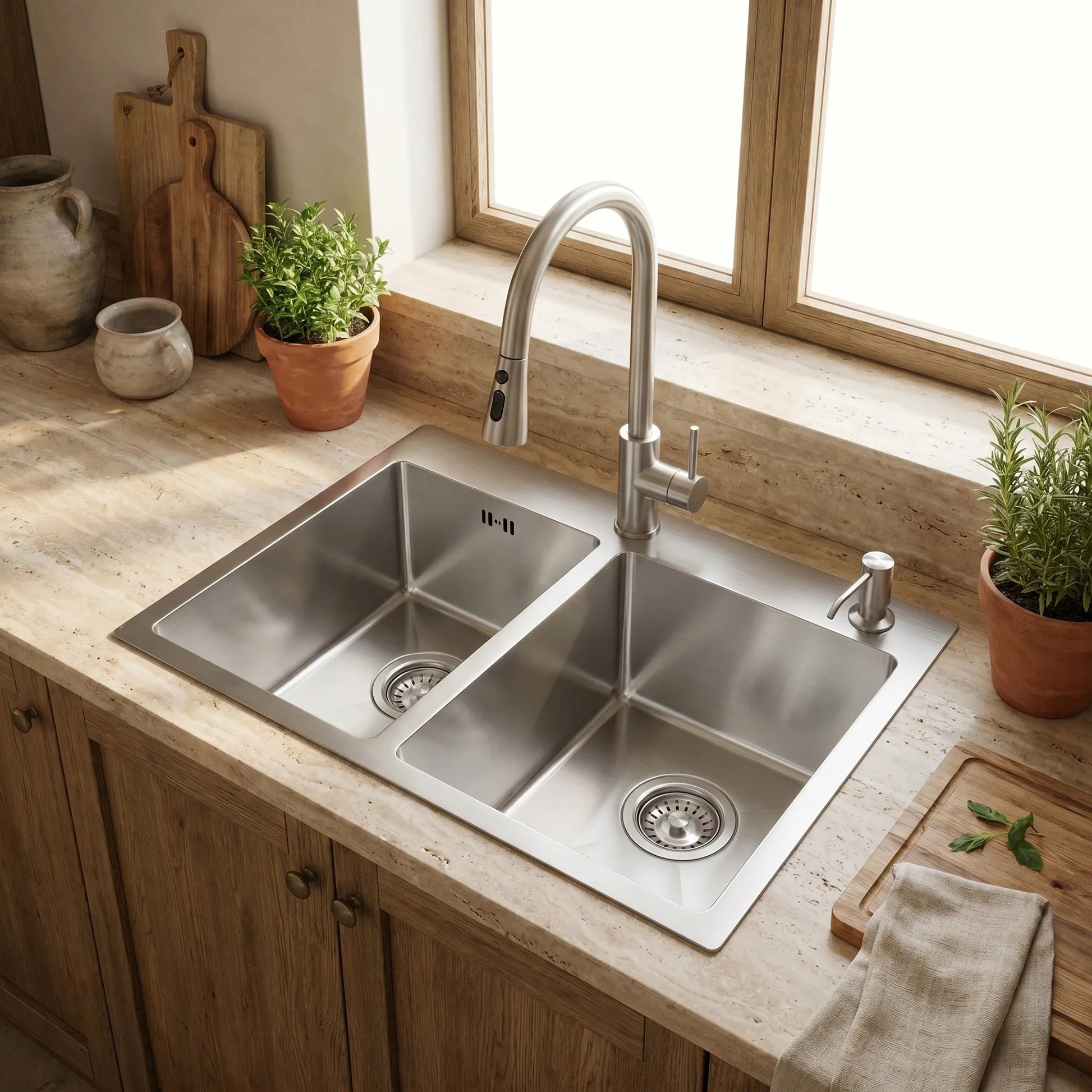Chiuvetă inox Toby BRUSH STEEL fără robinet de bucătărie 3