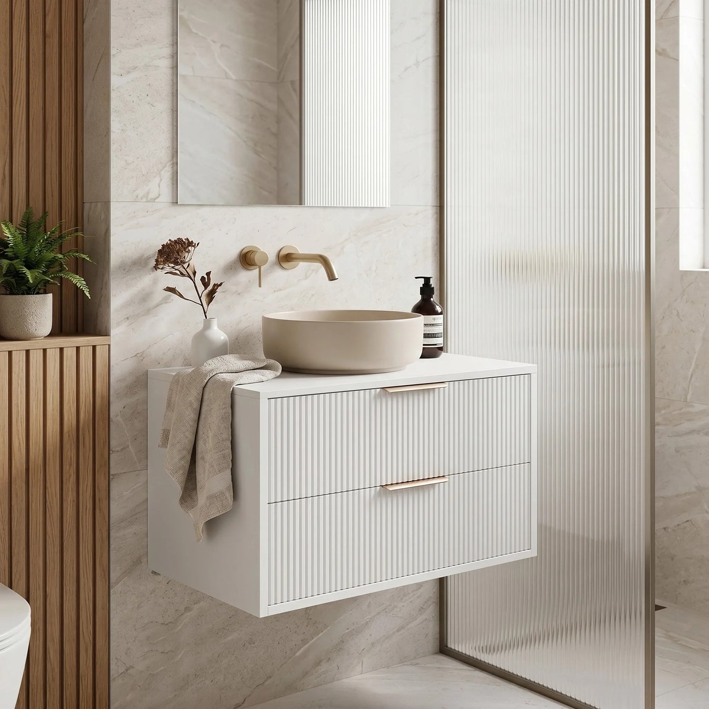 Dulap baie pentru lavoar Rea Mono 80cm White  3
