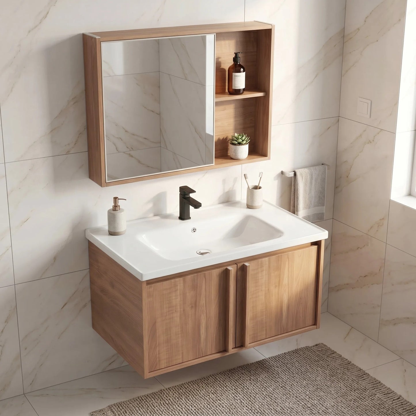 Set mobilier de baie cu lavoar Gama T25023 HHL 80CM  3