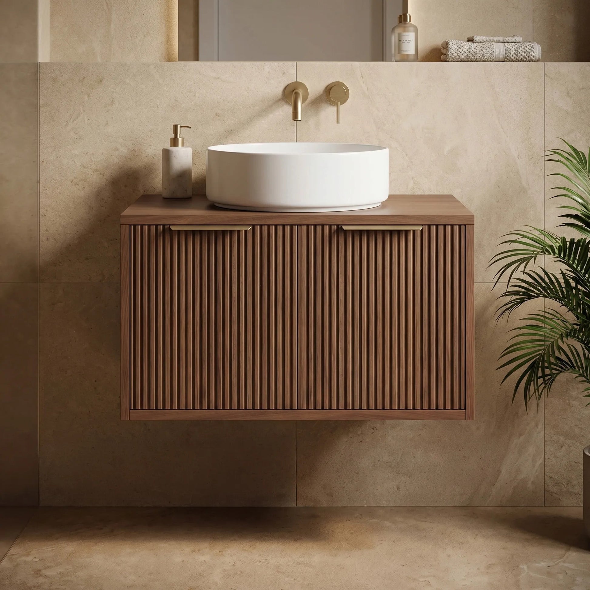 Dulap baie pentru lavoar Rea Core 60cm Brown  3