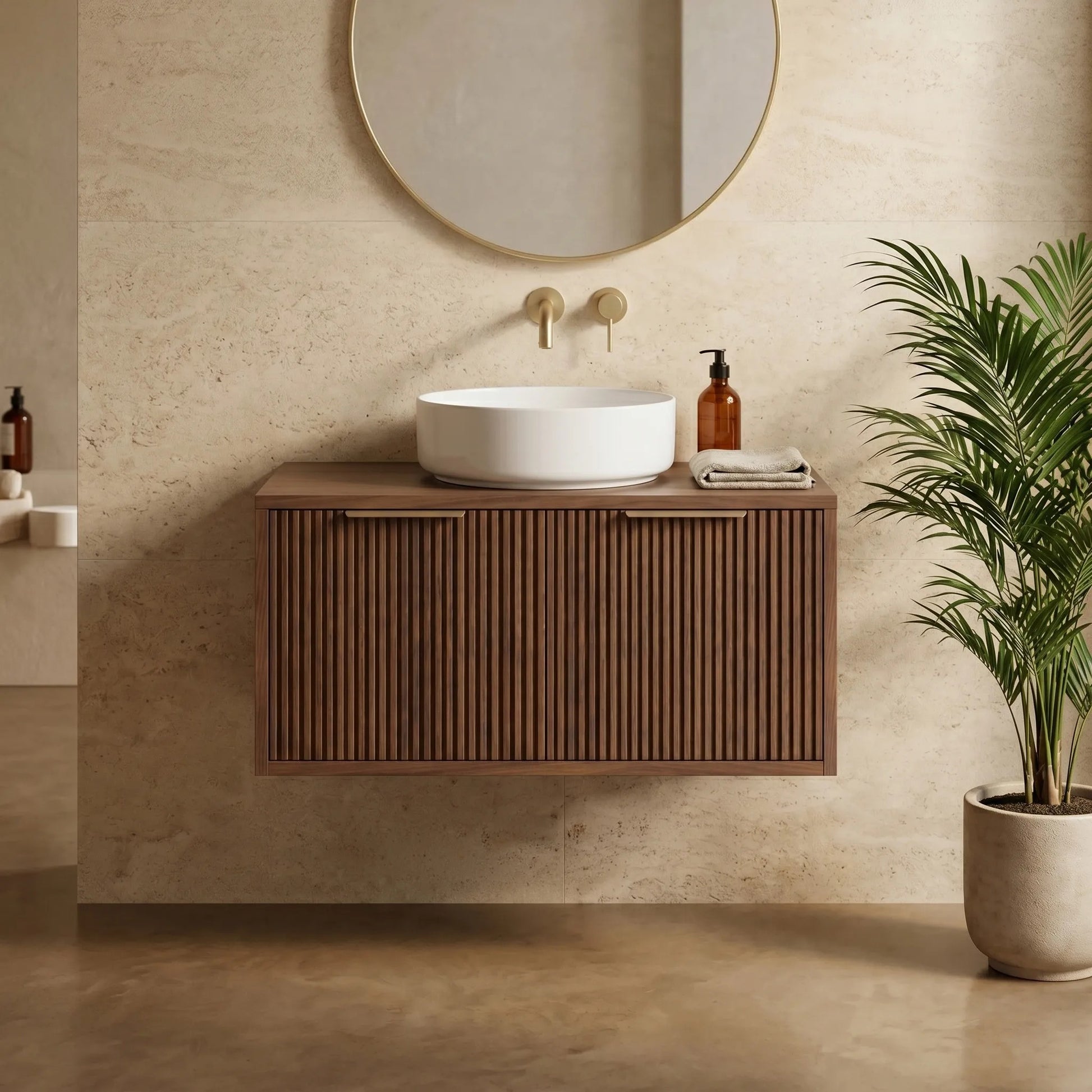 Dulap baie pentru lavoar Rea Core 80cm Brown  3