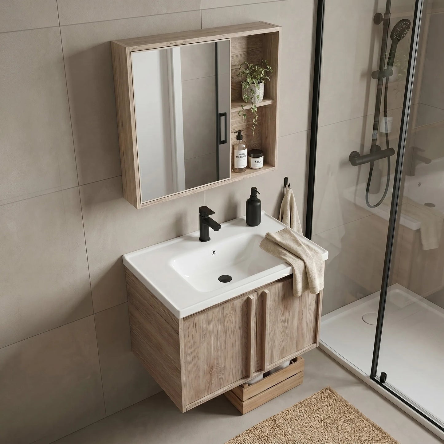 Set mobilier de baie cu lavoar Gama T25023 QHM 60CM  3