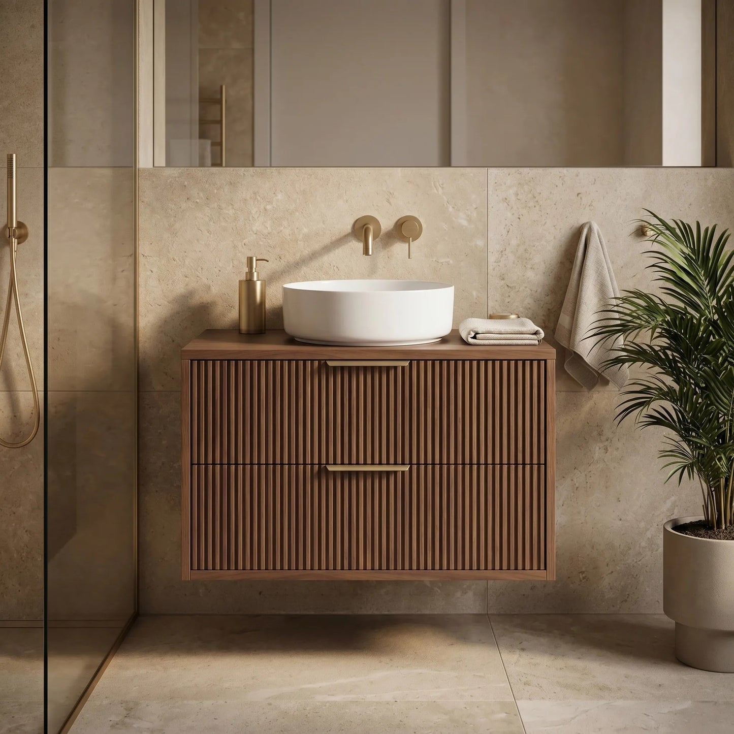 Dulap baie pentru lavoar Rea Mono 80cm Brown  3
