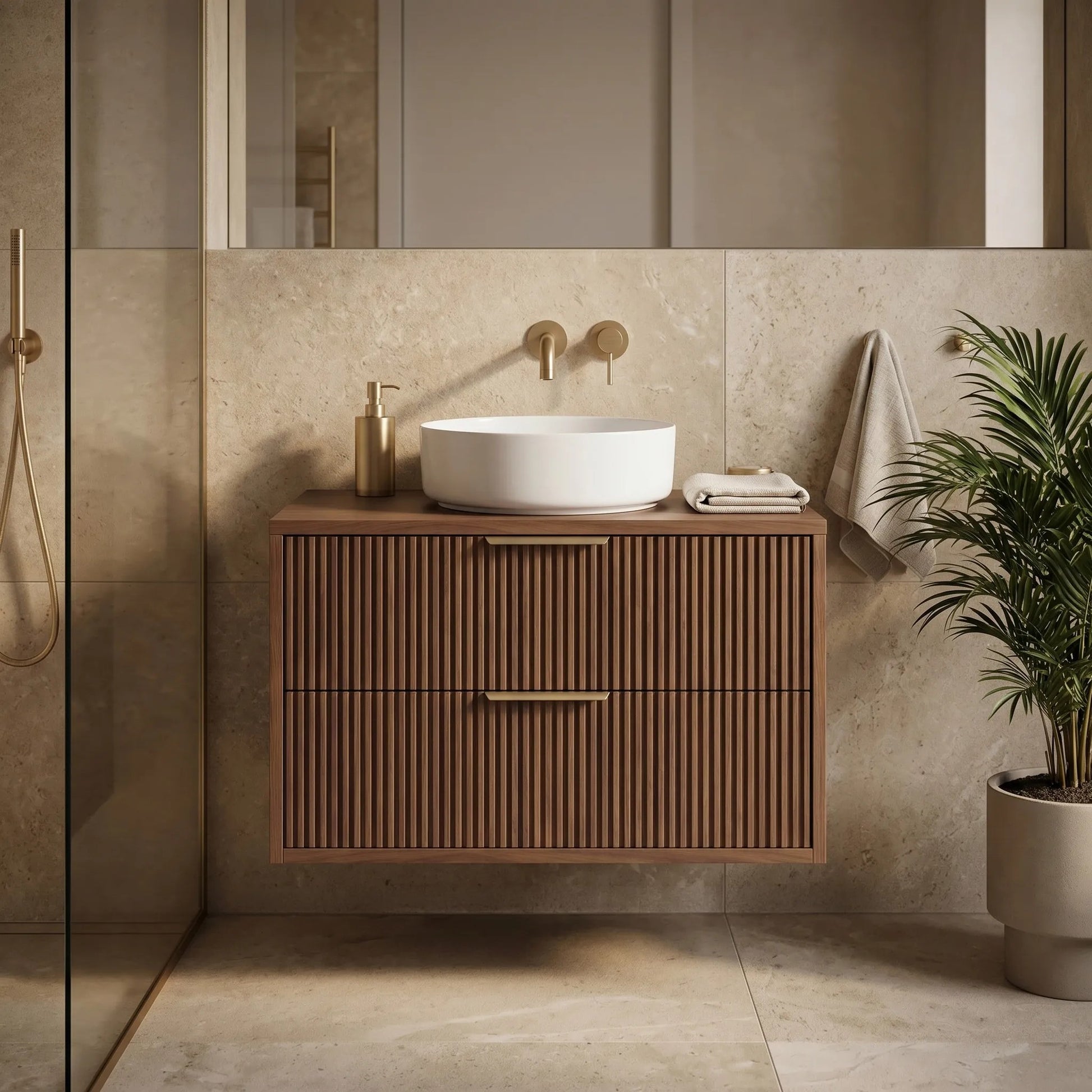 Dulap baie pentru lavoar Rea Mono 80cm Brown  3