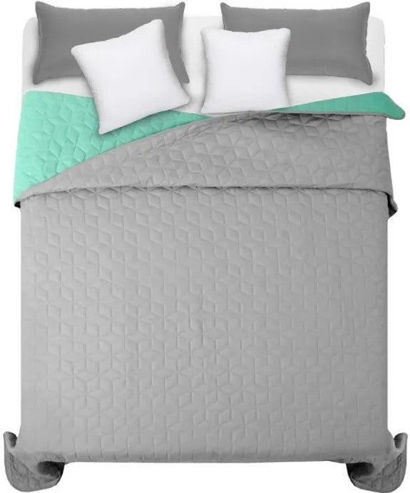 Cuvertura Cu Doua Fete Matlasata Diamante Mint / L.Grey 200x220 3