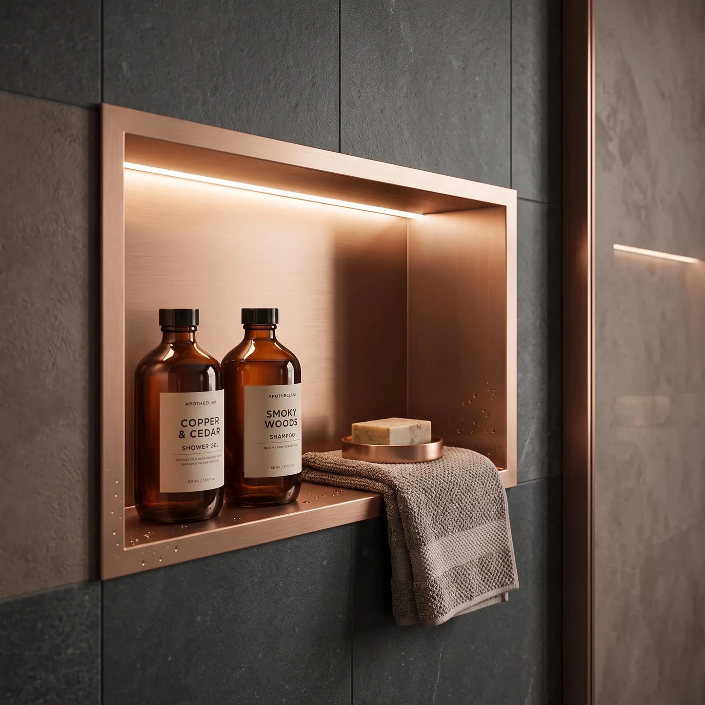 RAFT BAIE INCASTRAT PERETE LED 30x45 Brush Copper 3