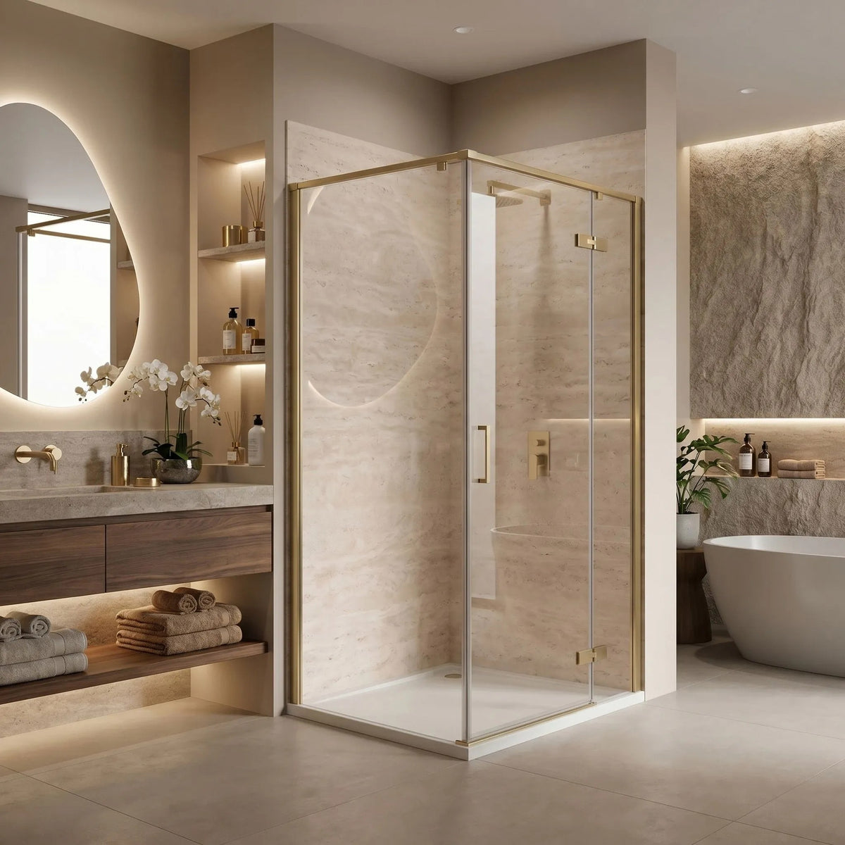 Cabina De Dus Rea Bruno 120x90 Brush Gold 3