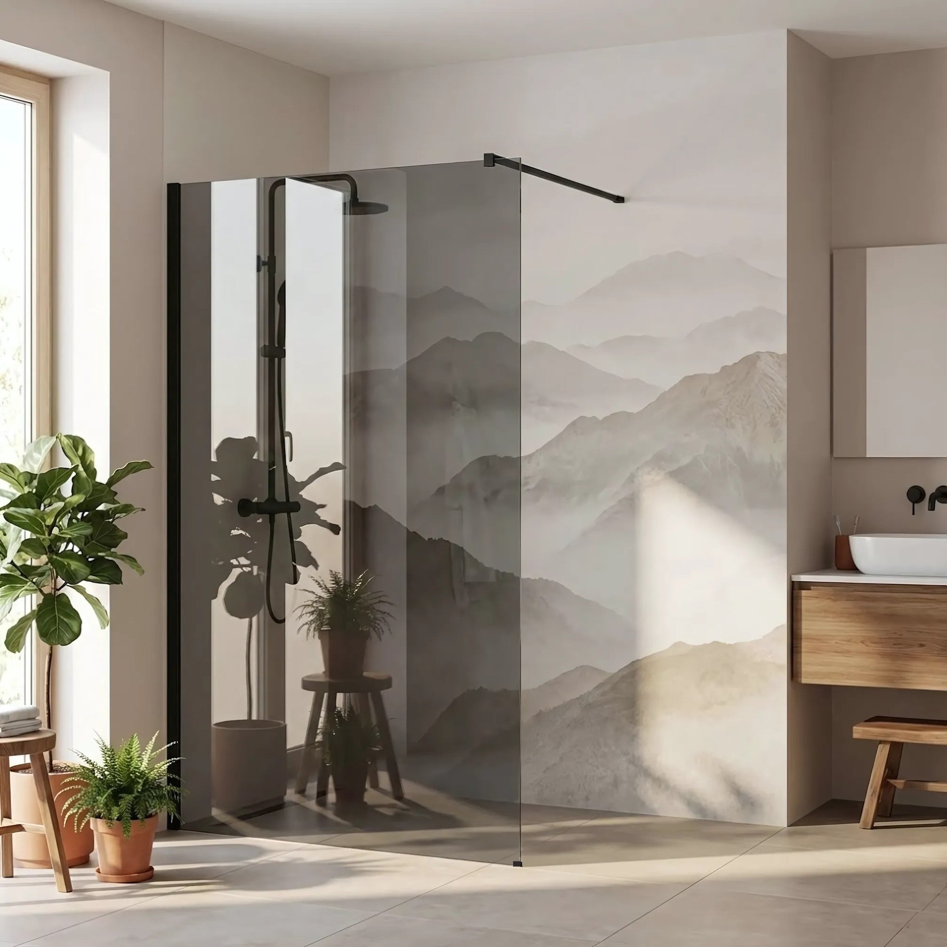 Paravan De Dus Rea Flexi Grey / Black 80 3