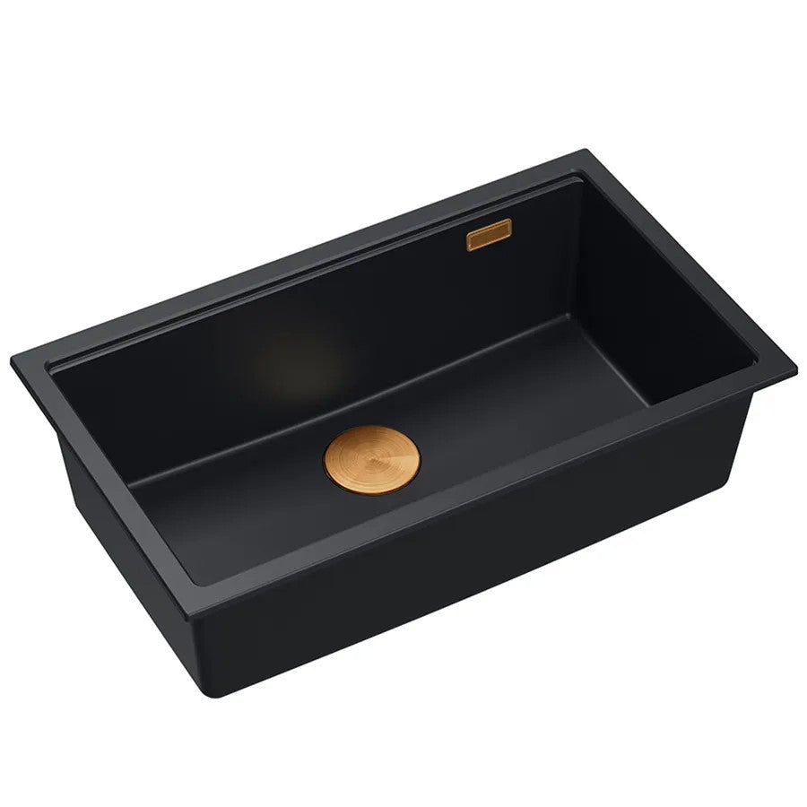 Chiuveta Din Granit Logan 110 Black Dop Auriu 3