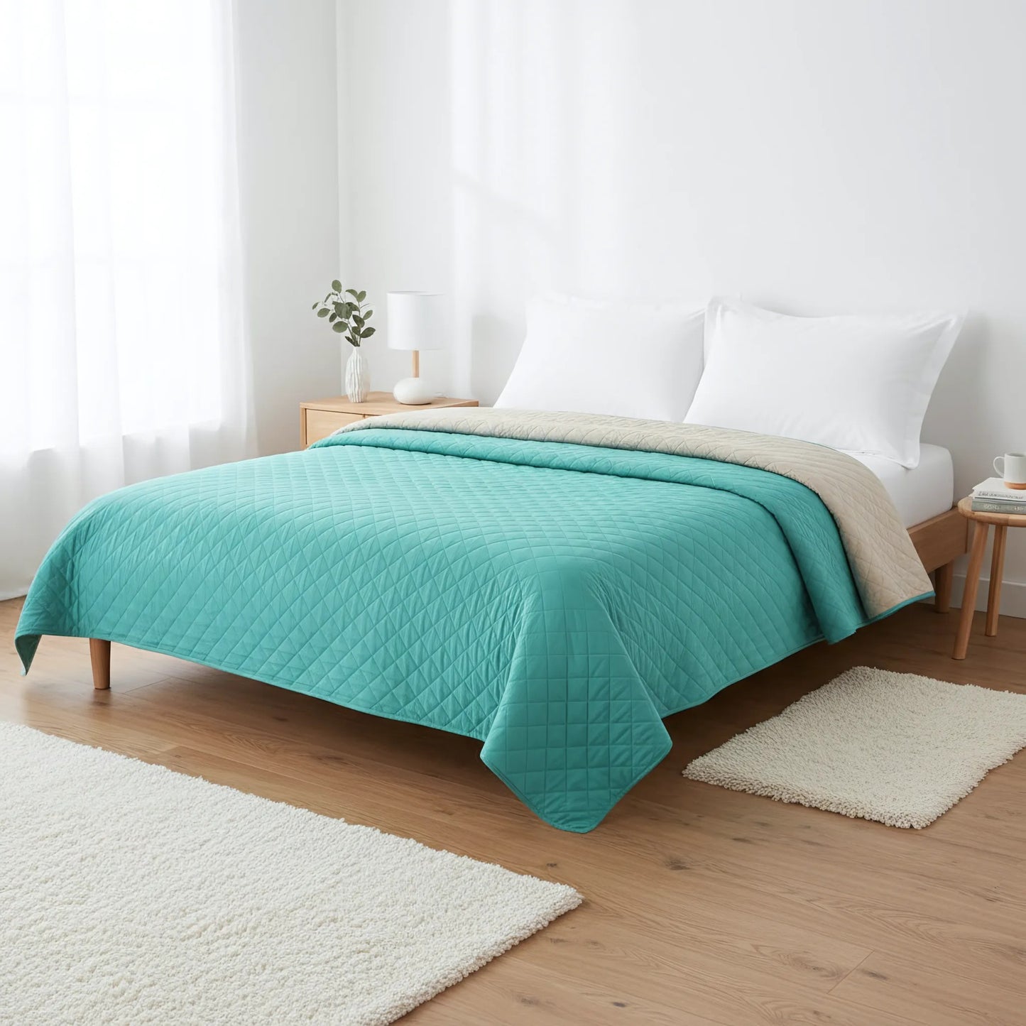 Cuvertura Cu Doua Fete Matlasata Inez Bej-Menta 220x240 3