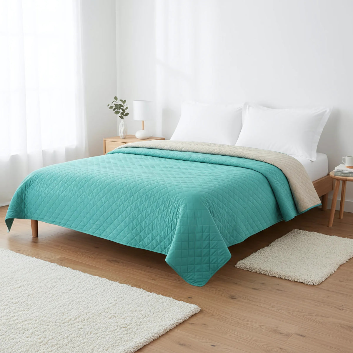 Cuvertura Cu Doua Fete Matlasata Inez Bej-Menta 200x220 3