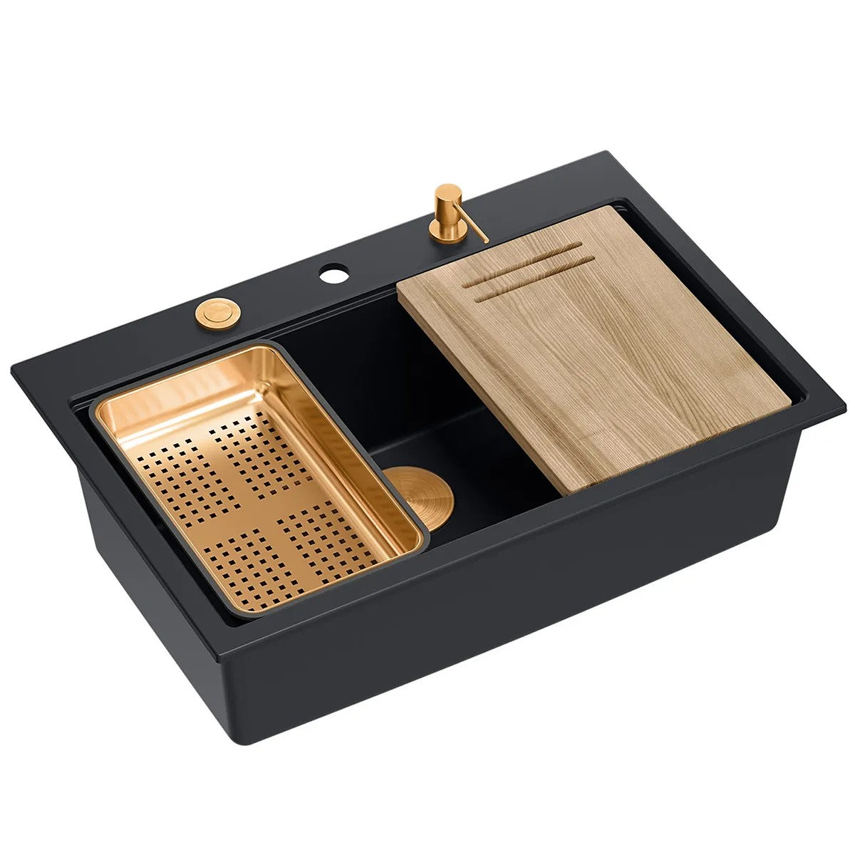 Chiuveta Din Granit MARC 110 WORKSTATION Black Dop Cupru Periat 3