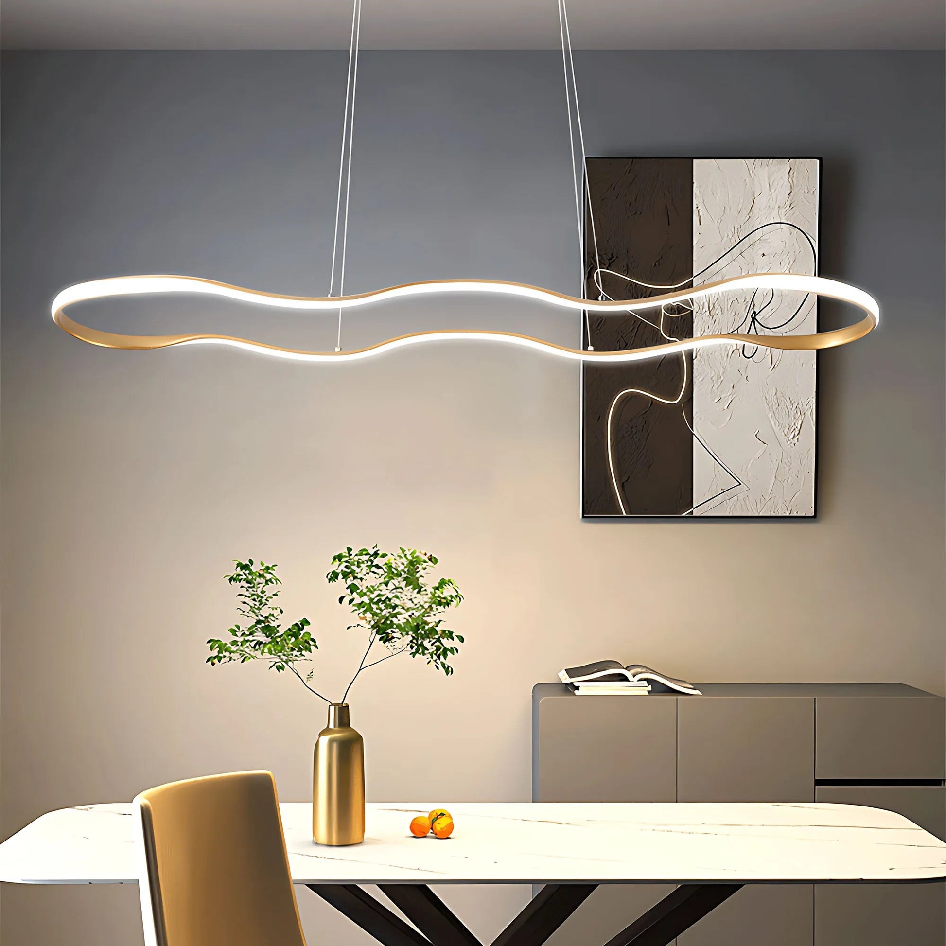 Lampă suspendată LED de tavan LHJ027-CP 100cm aurie  3