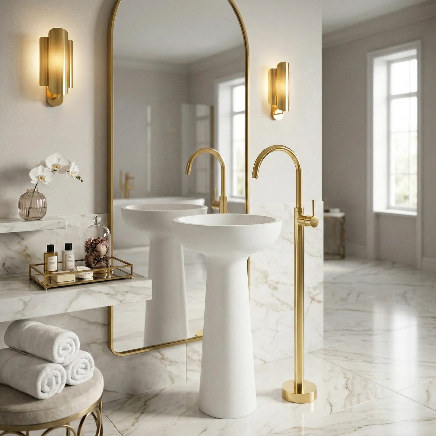 Robinet pentru lavoar Rea Lungo Gold  3