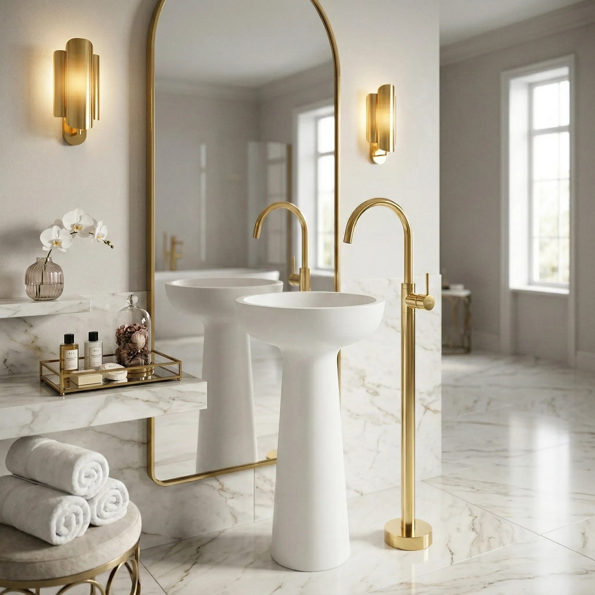 Robinet pentru lavoar Rea Lungo Gold  3