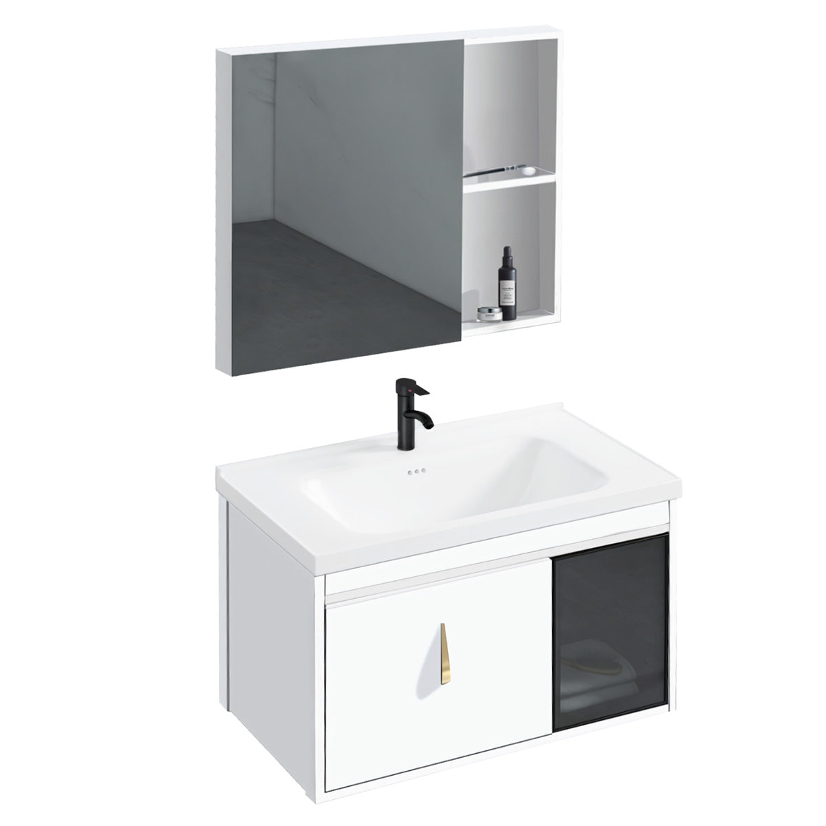 Set Mobilier De Baie Cu Lavoar Paris 60cm White  7