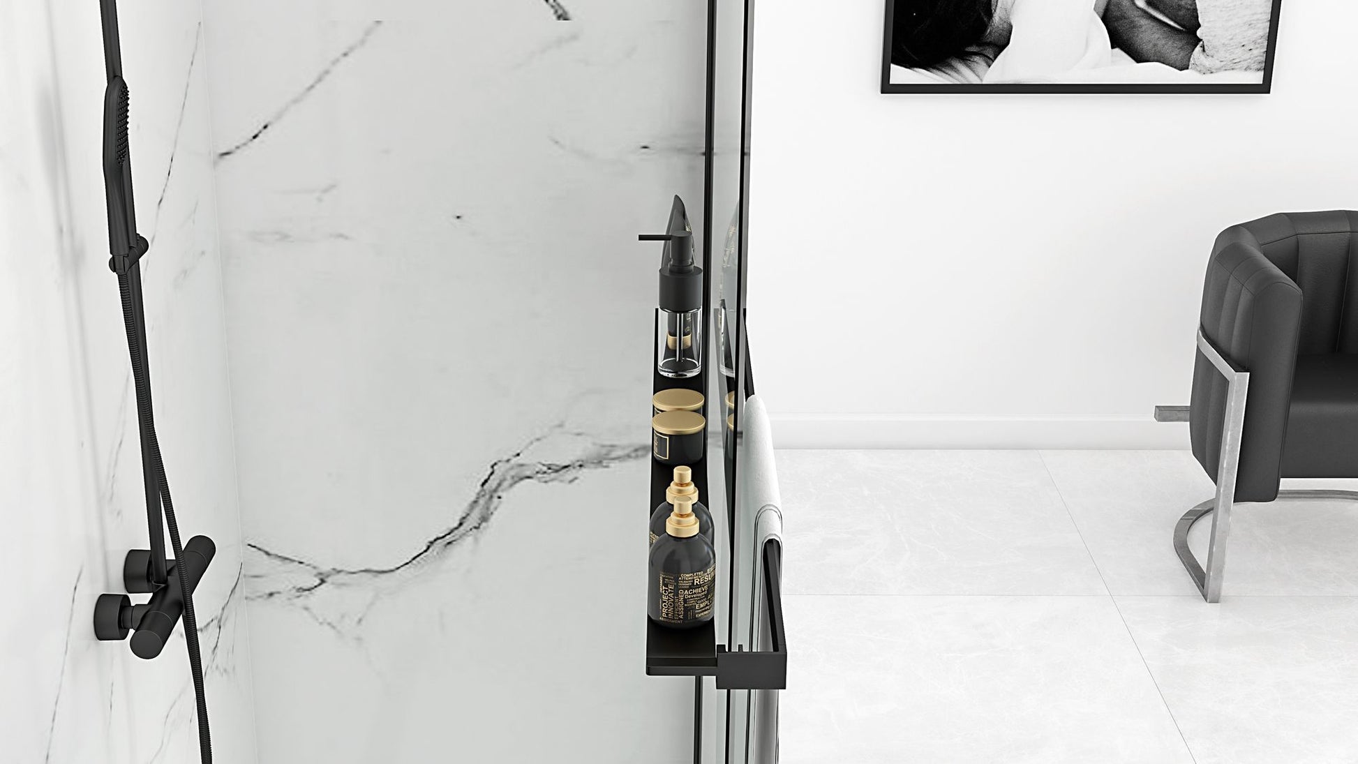 Panou de duș Rea Aero Black Mat 80 3