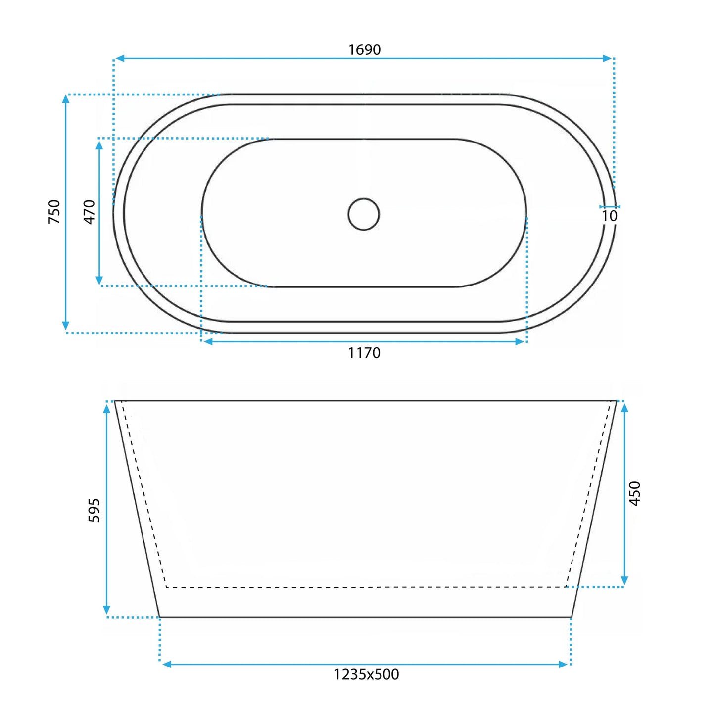 Cadă Acrilică Freestanding Roma 170  6